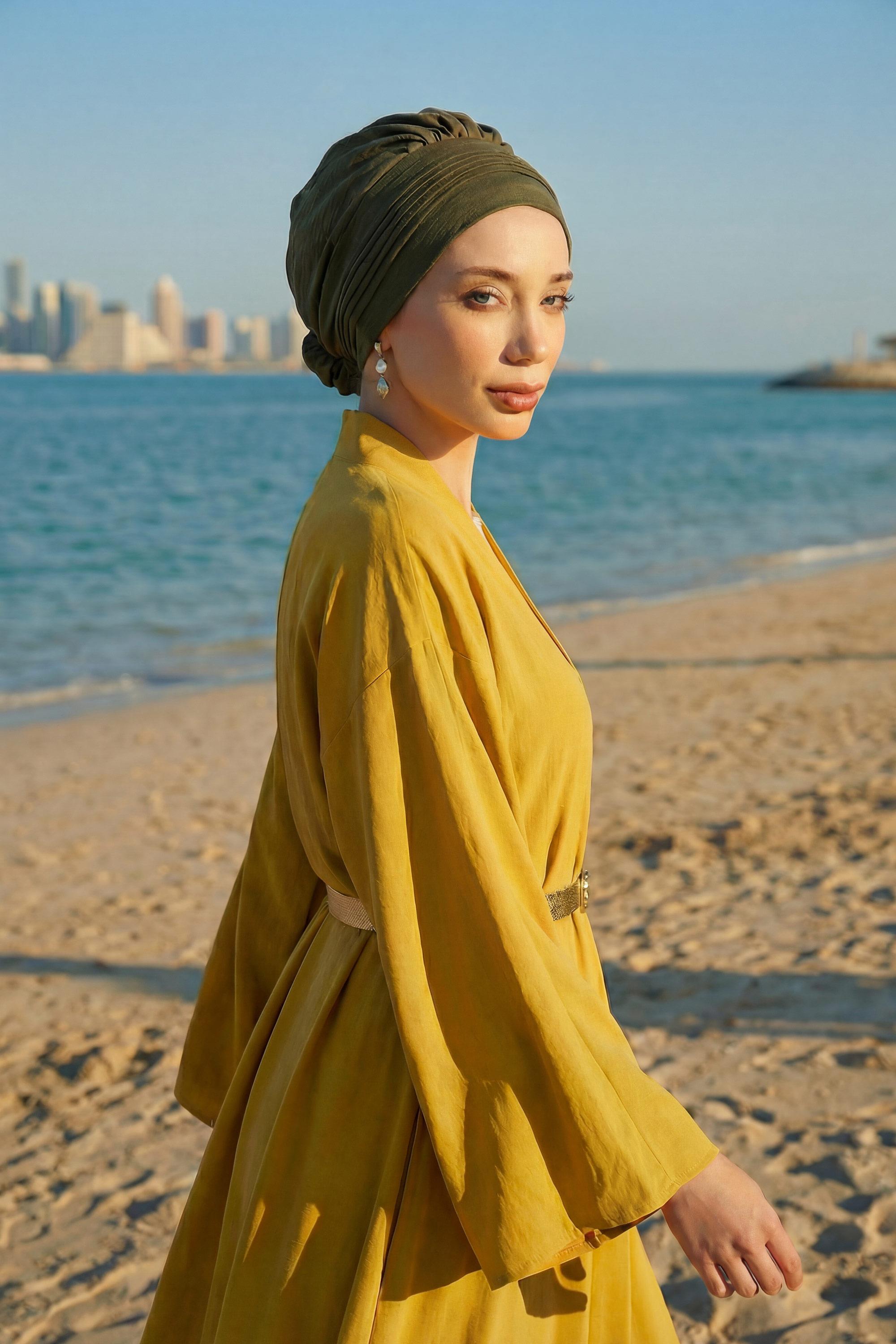 Dikişli Pileli Hazır Türban,HT-31A