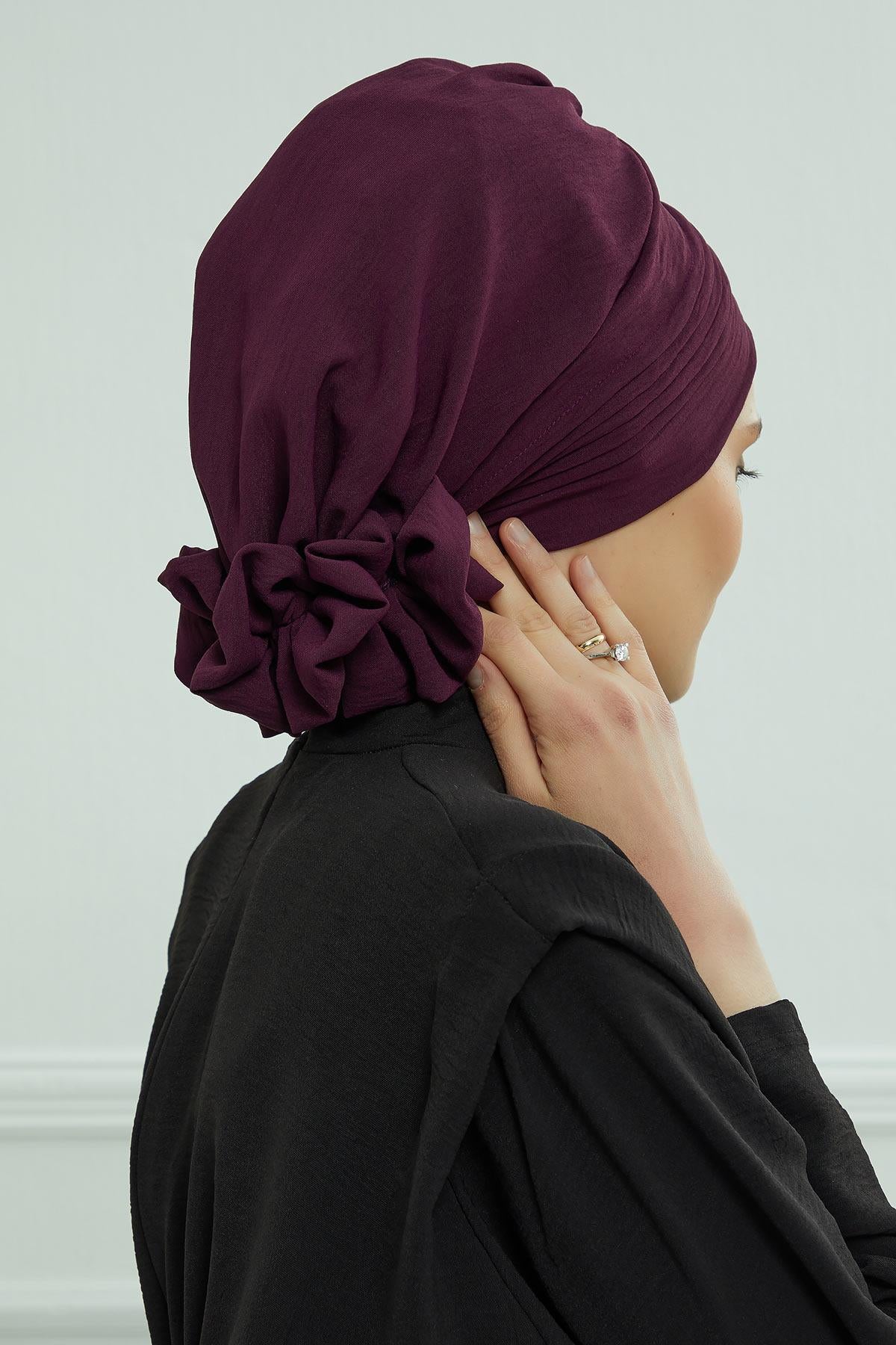 Dikişli Pileli Hazır Türban,HT-31A