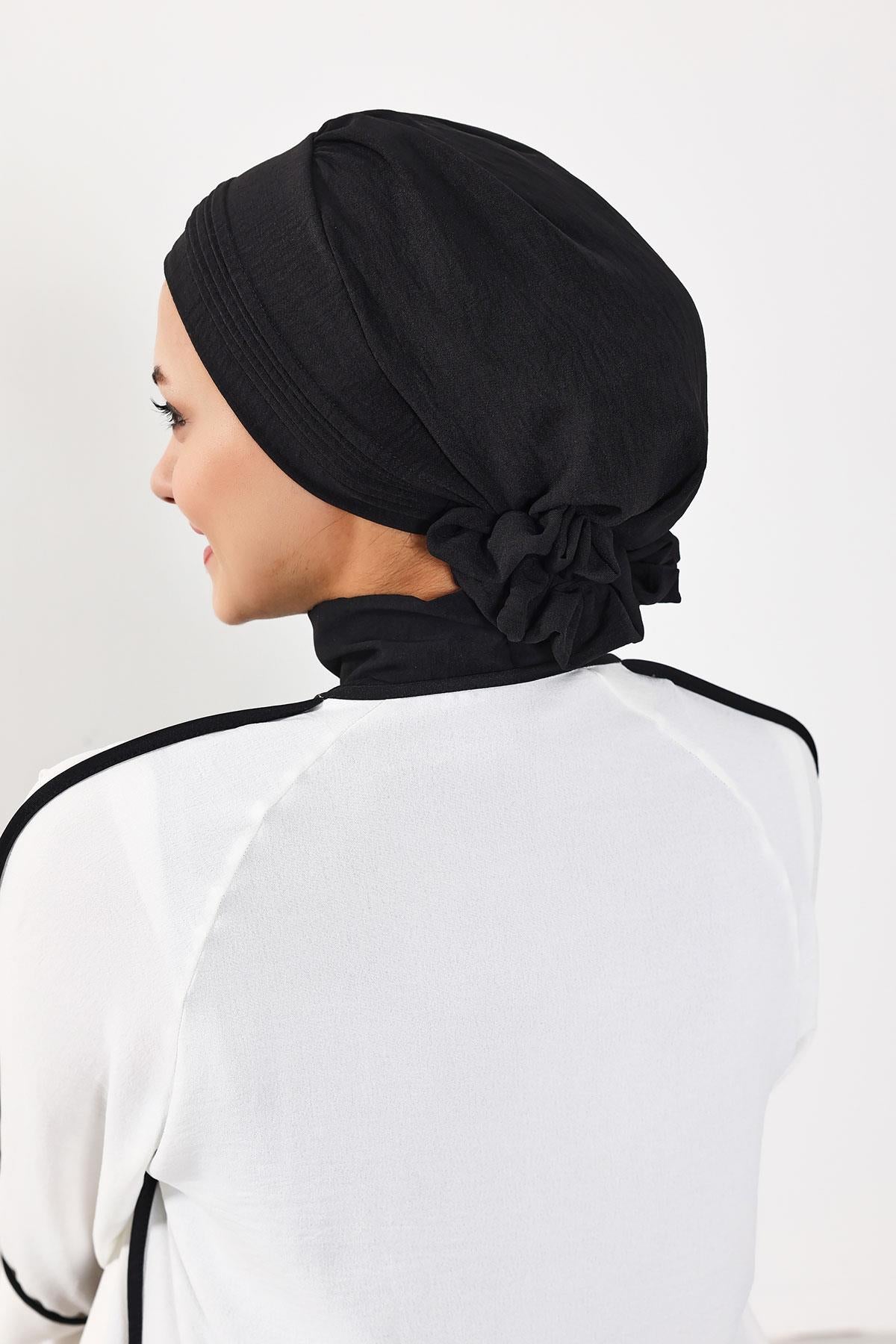 Dikişli Pileli Hazır Türban,HT-31A