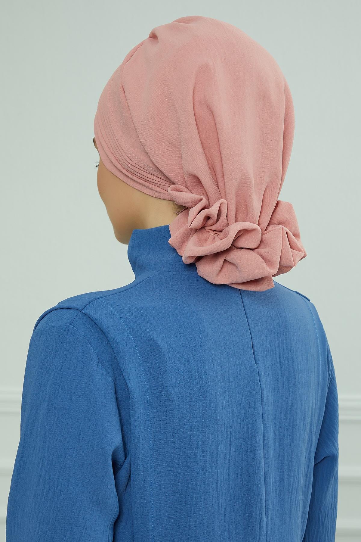 Dikişli Pileli Hazır Türban,HT-31A