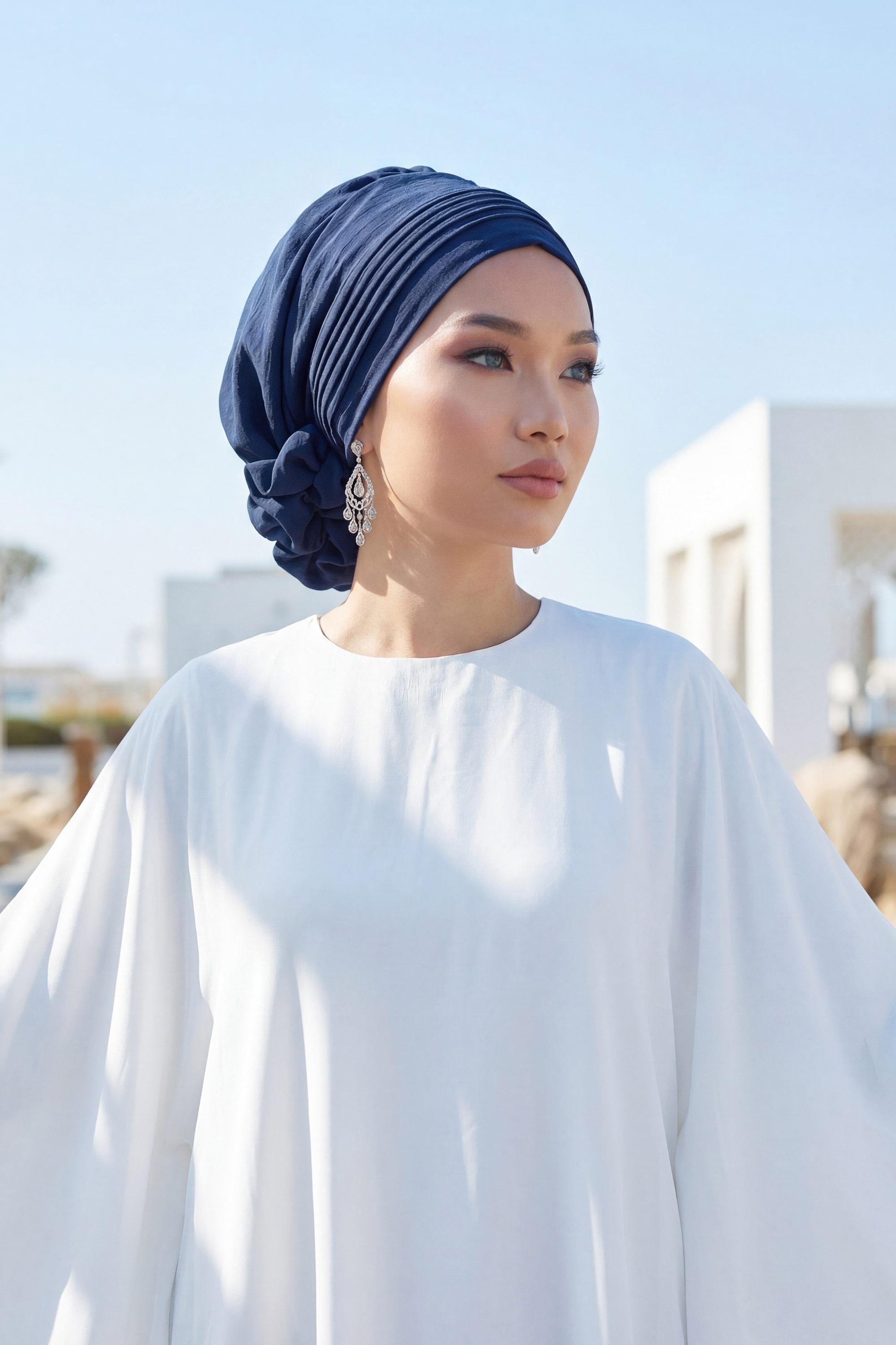 Dikişli Pileli Hazır Türban,HT-31A