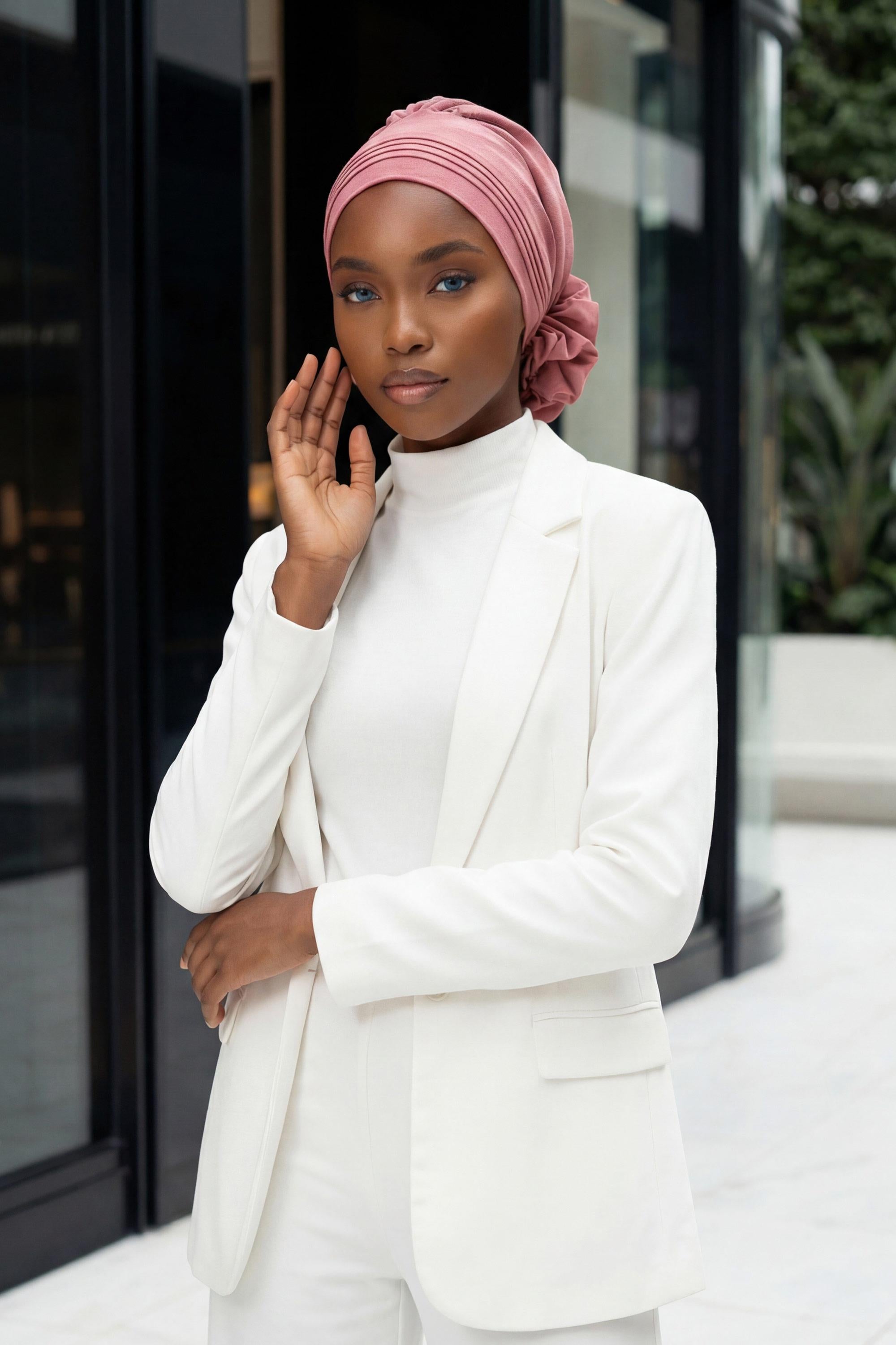 Dikişli Pileli Hazır Türban,HT-31A