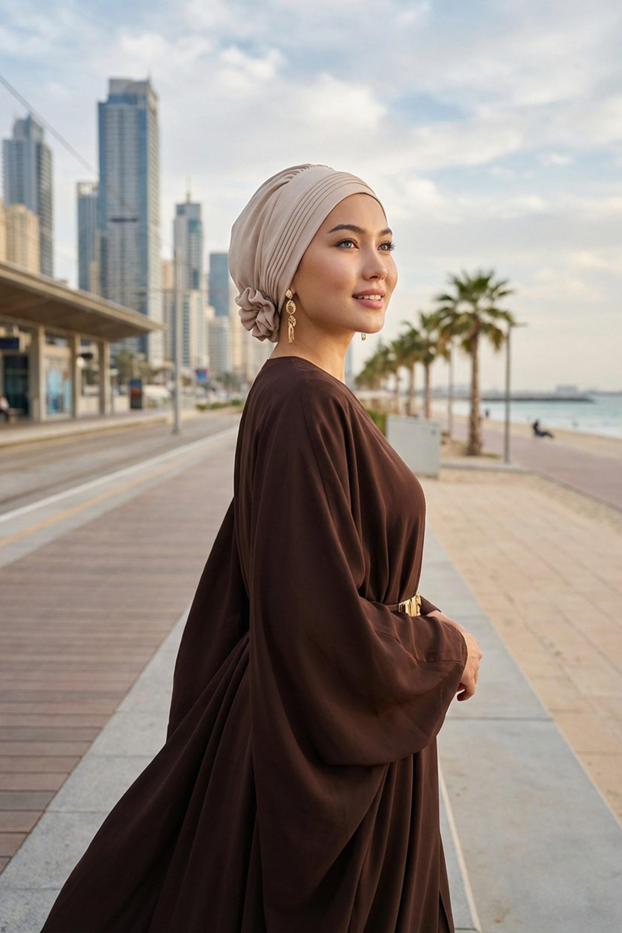 Dikişli Pileli Hazır Türban,HT-31A