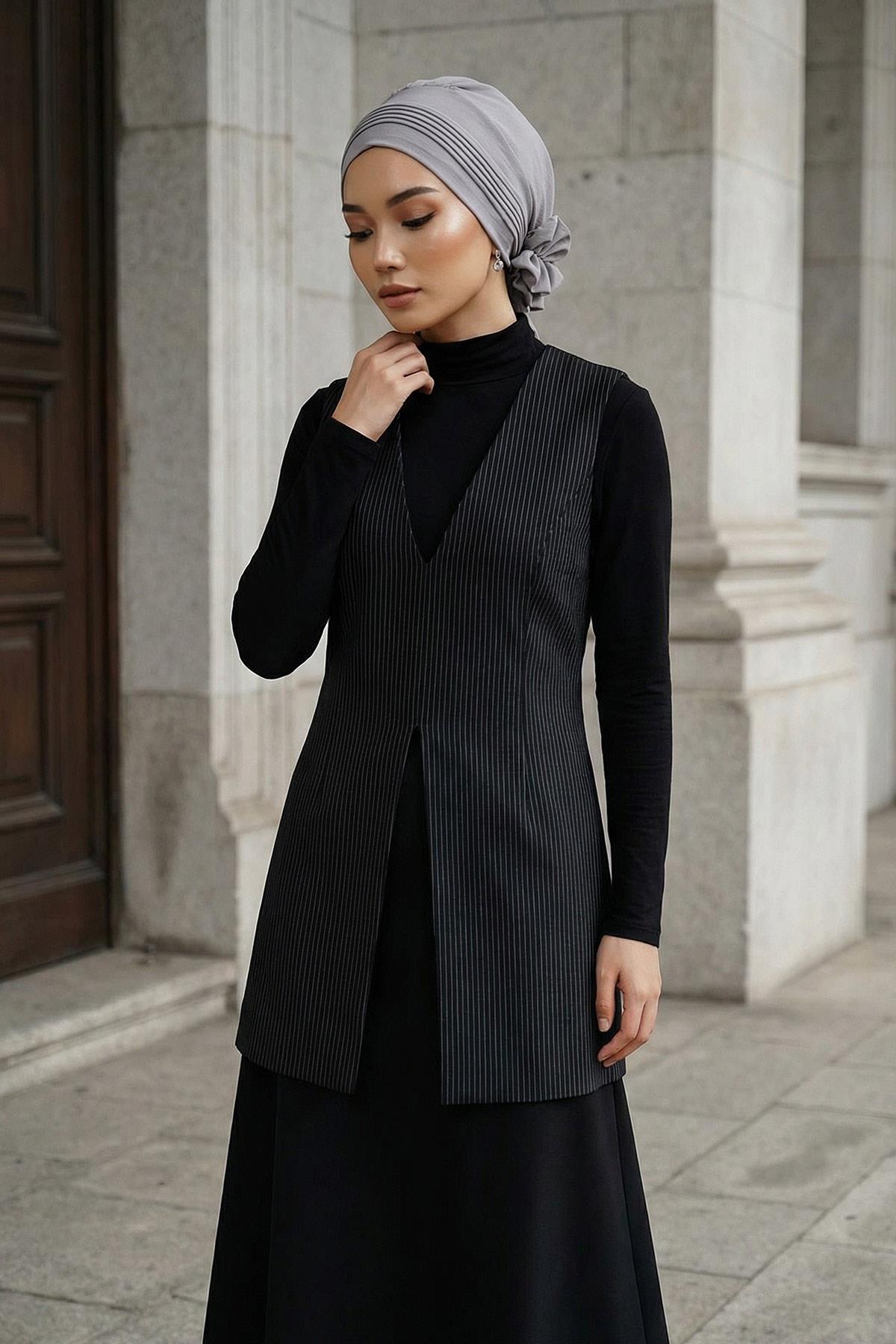 Dikişli Pileli Hazır Türban,HT-31A