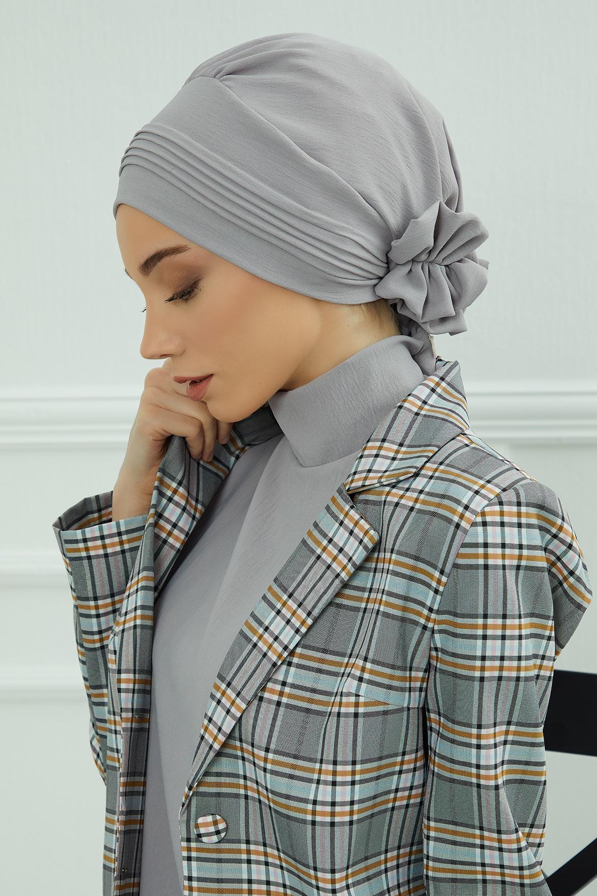 Dikişli Pileli Hazır Türban,HT-31A