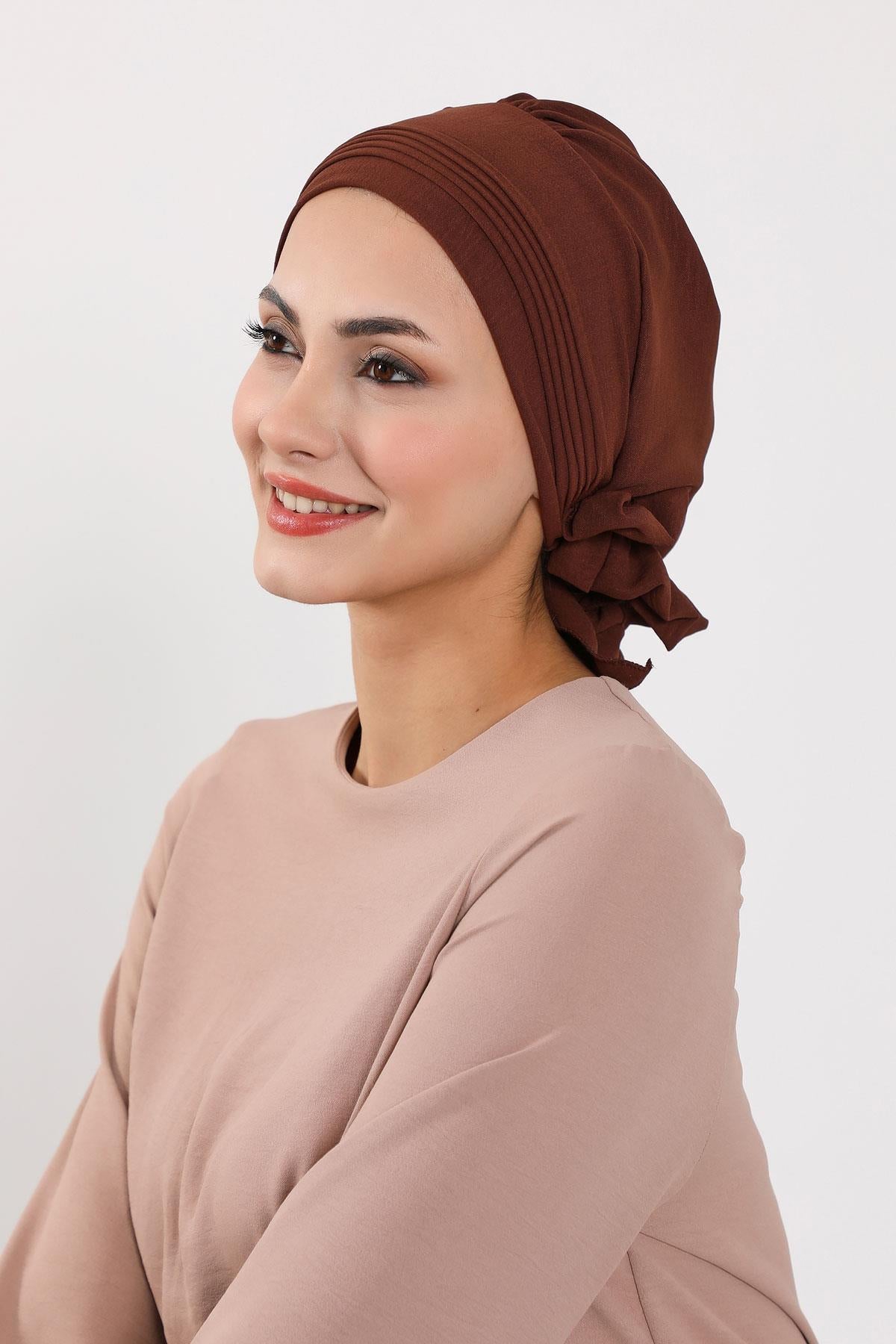 Dikişli Pileli Hazır Türban,HT-31A