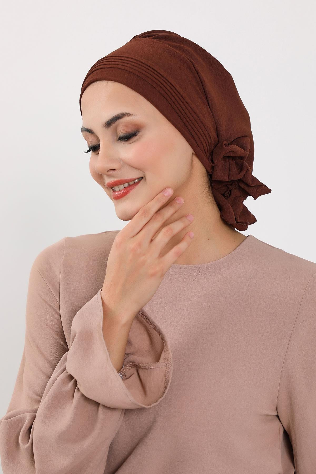 Dikişli Pileli Hazır Türban,HT-31A