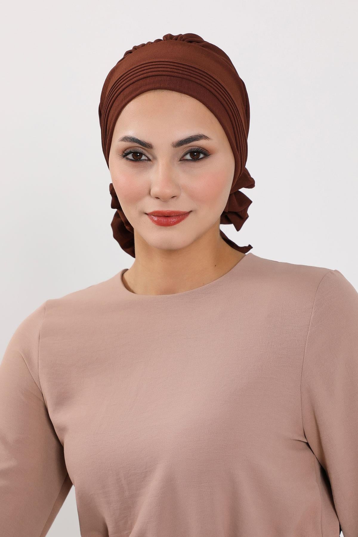 Dikişli Pileli Hazır Türban,HT-31A