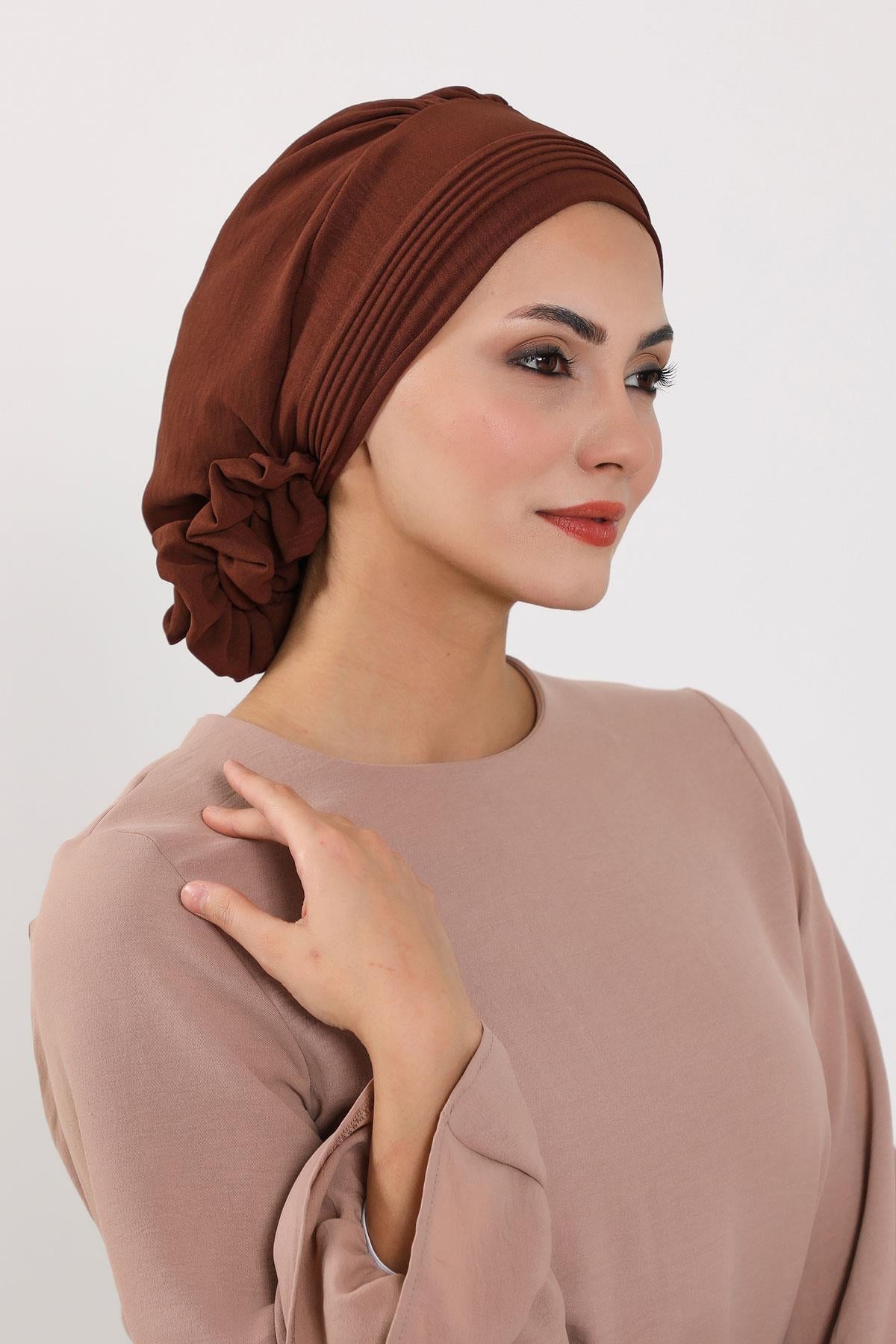 Dikişli Pileli Hazır Türban,HT-31A