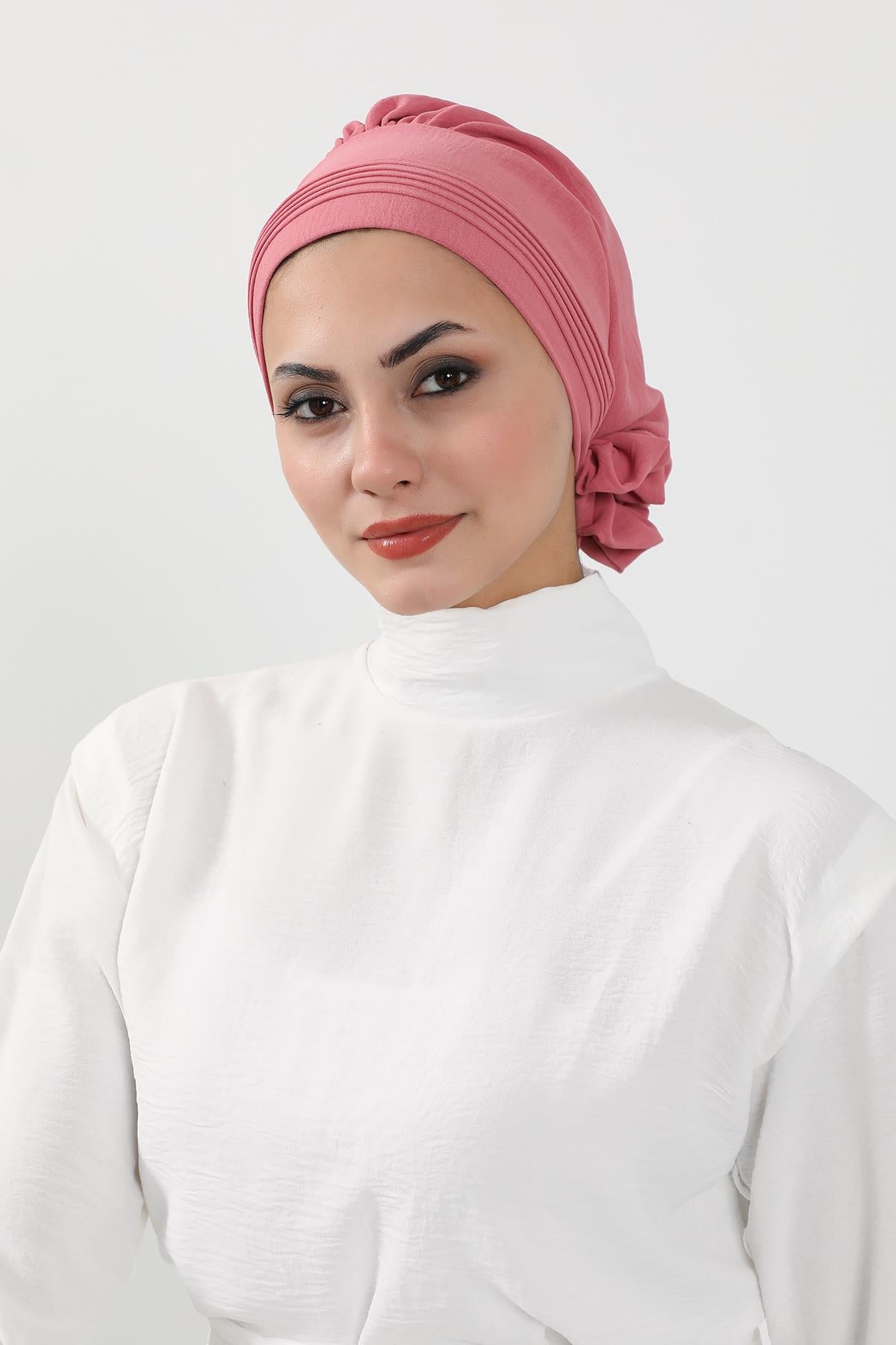 Dikişli Pileli Hazır Türban,HT-31A