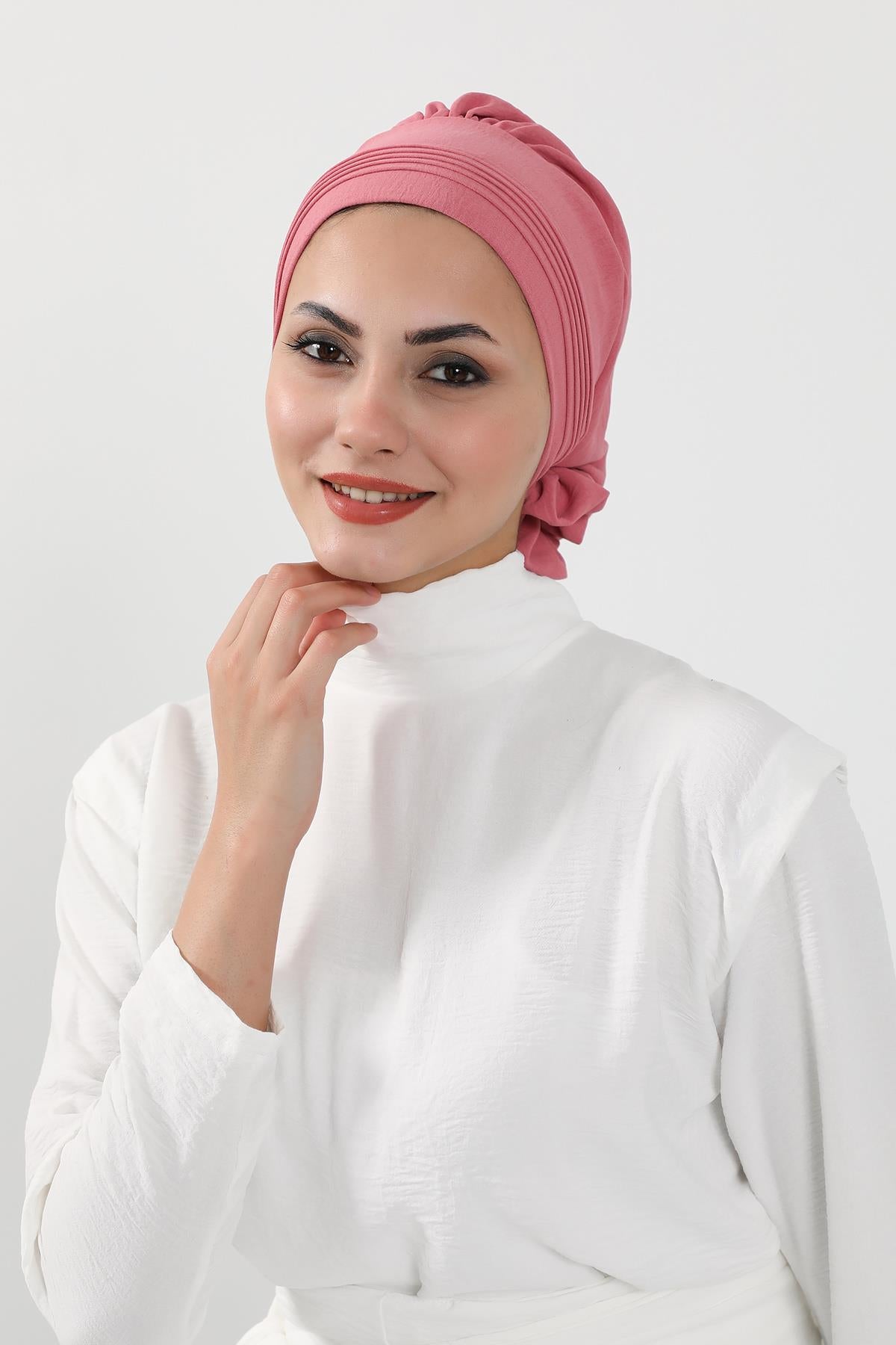 Dikişli Pileli Hazır Türban,HT-31A