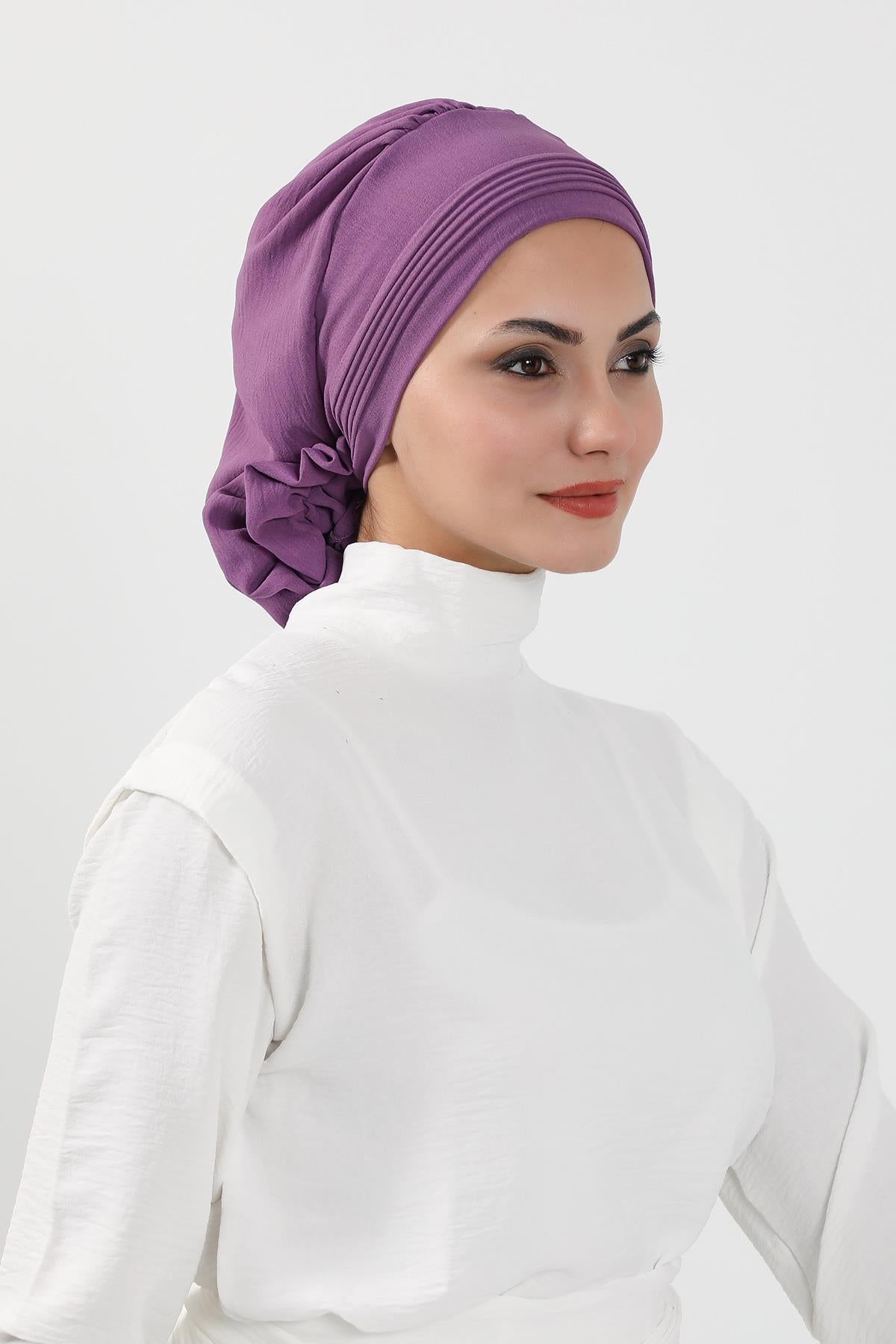 Dikişli Pileli Hazır Türban,HT-31A