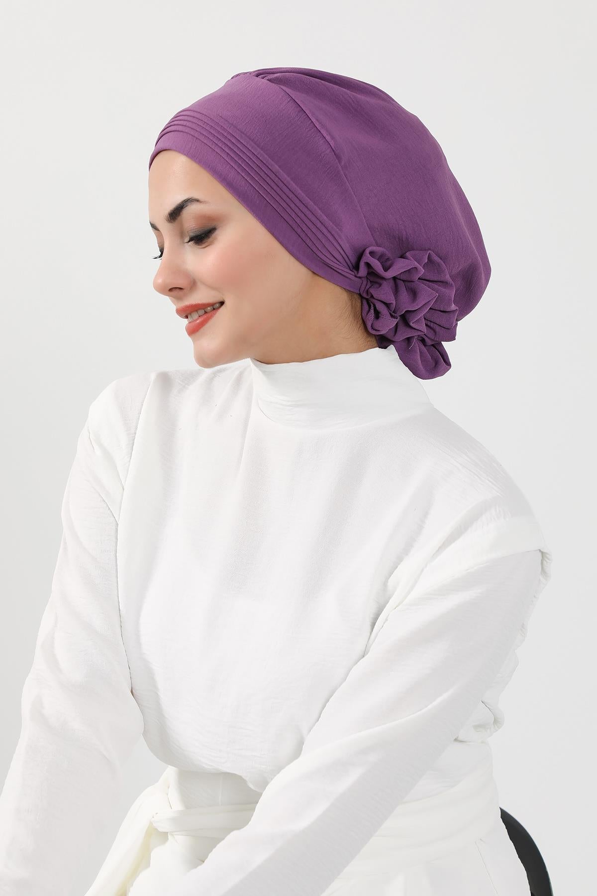 Dikişli Pileli Hazır Türban,HT-31A