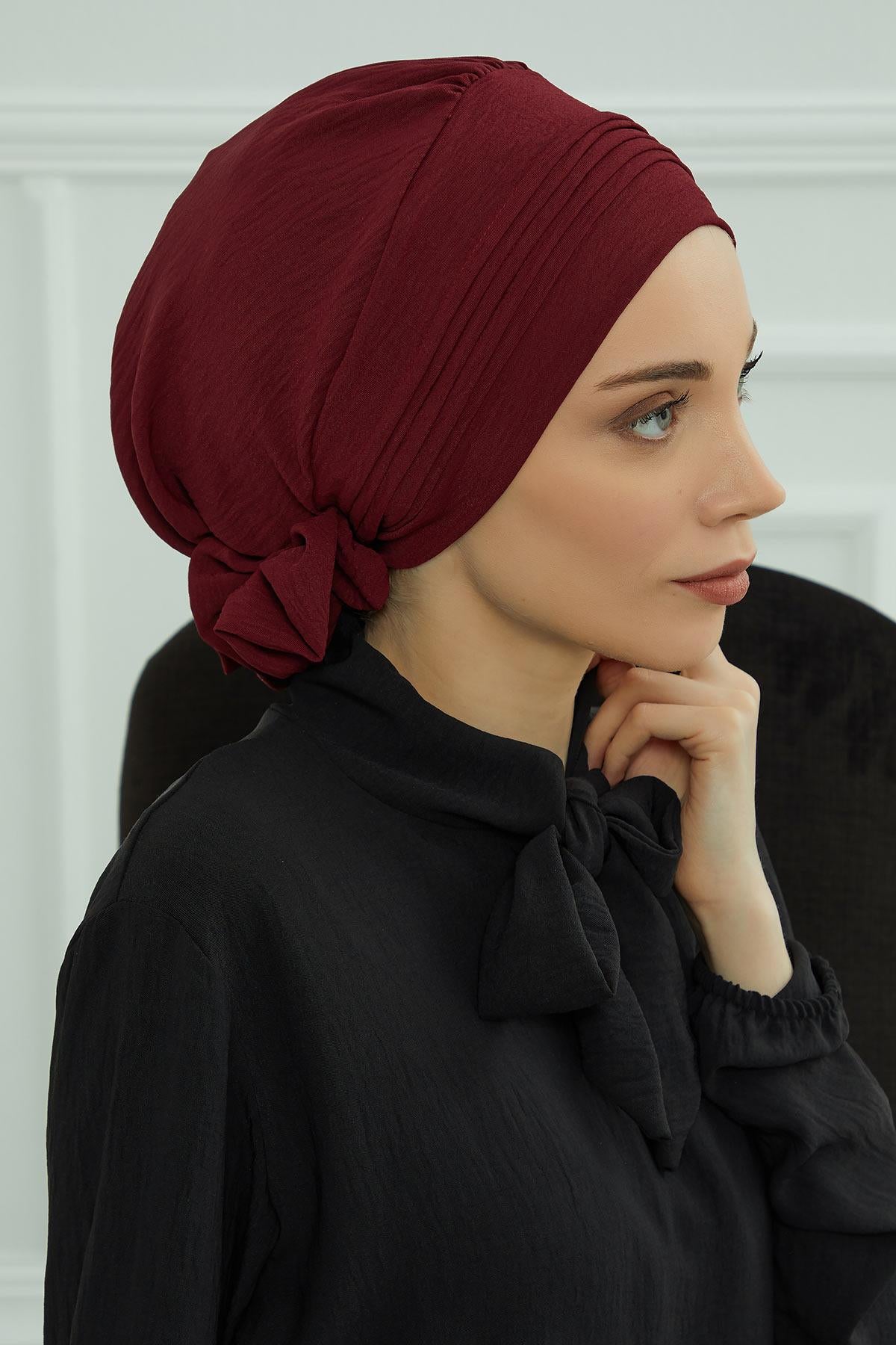 Dikişli Pileli Hazır Türban,HT-31A