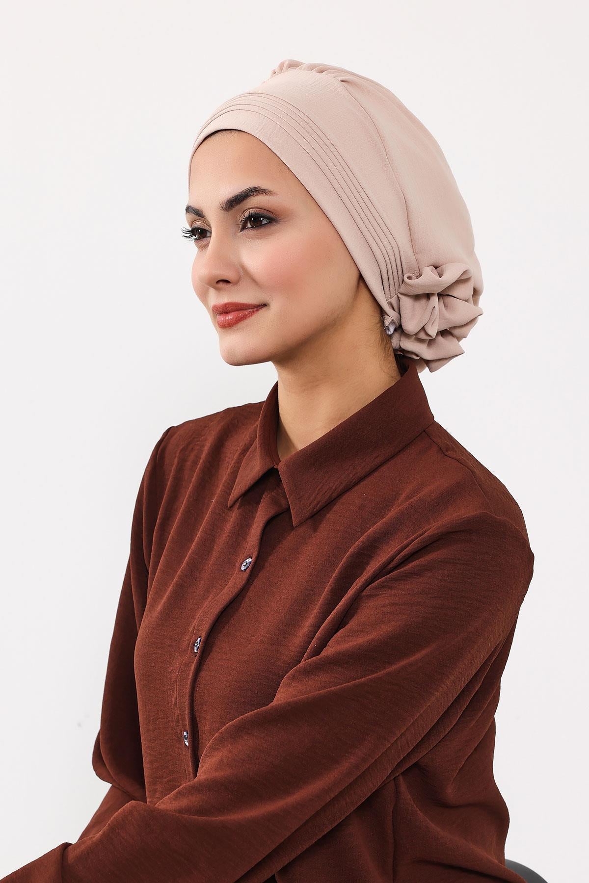 Dikişli Pileli Hazır Türban,HT-31A