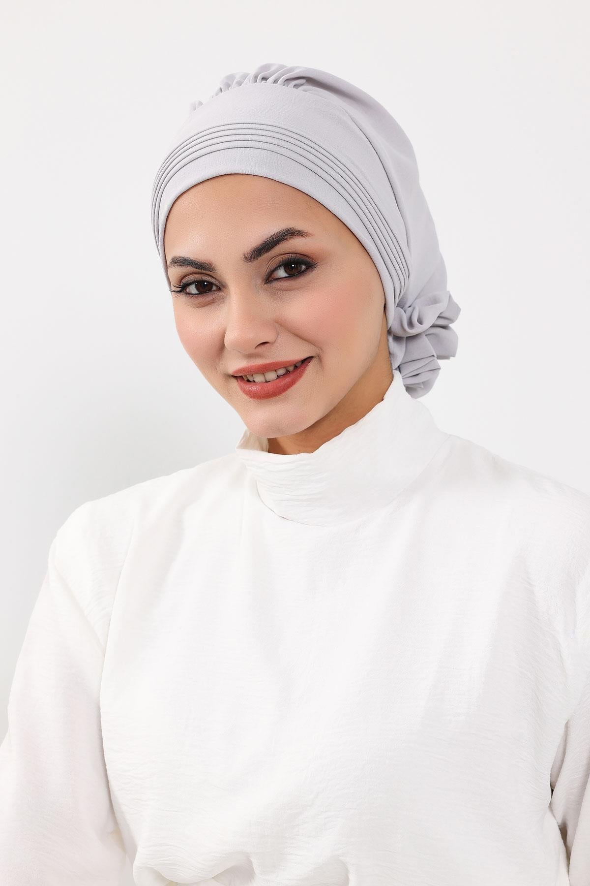 Dikişli Pileli Hazır Türban,HT-31A