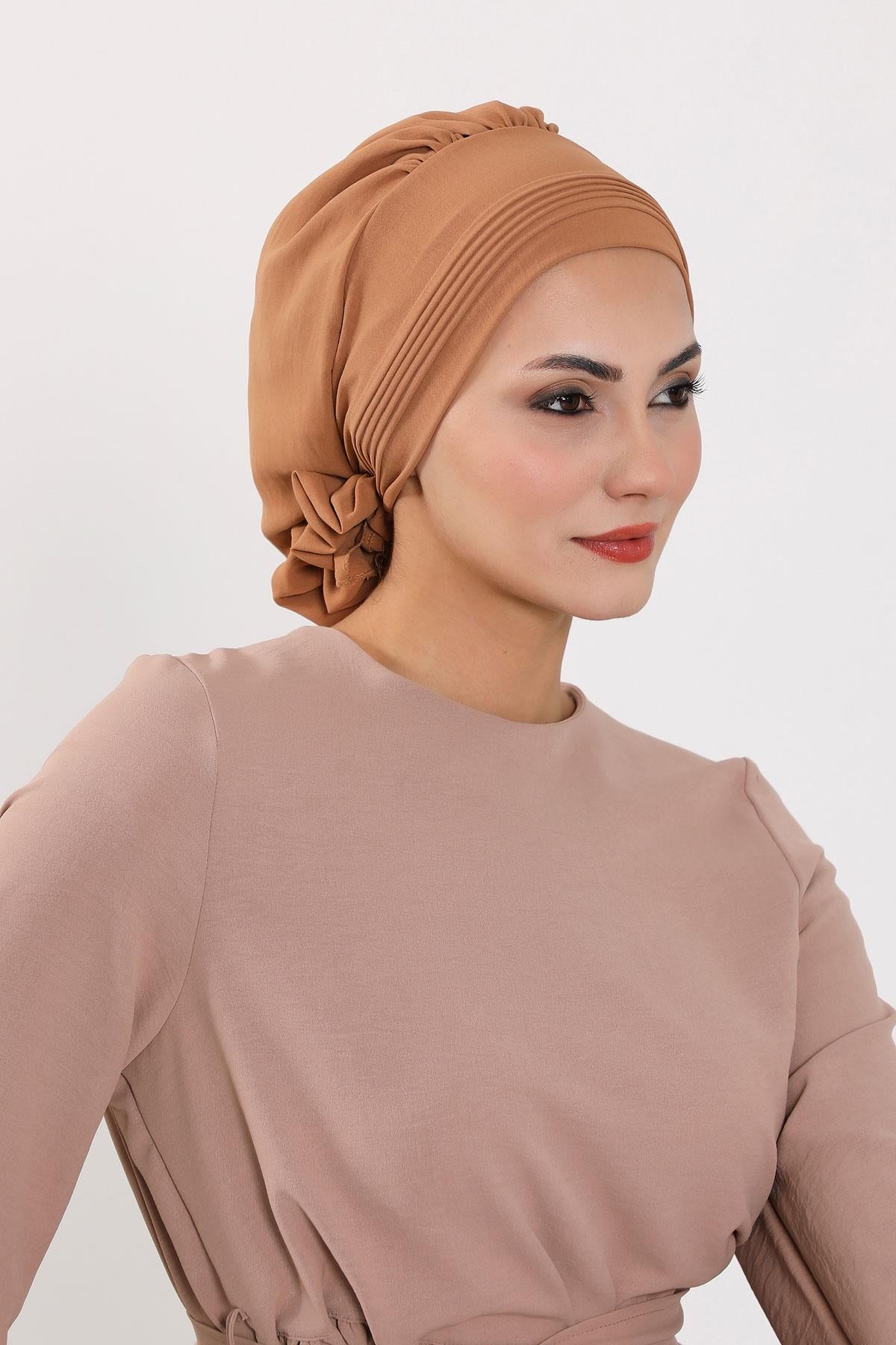 Dikişli Pileli Hazır Türban,HT-31A