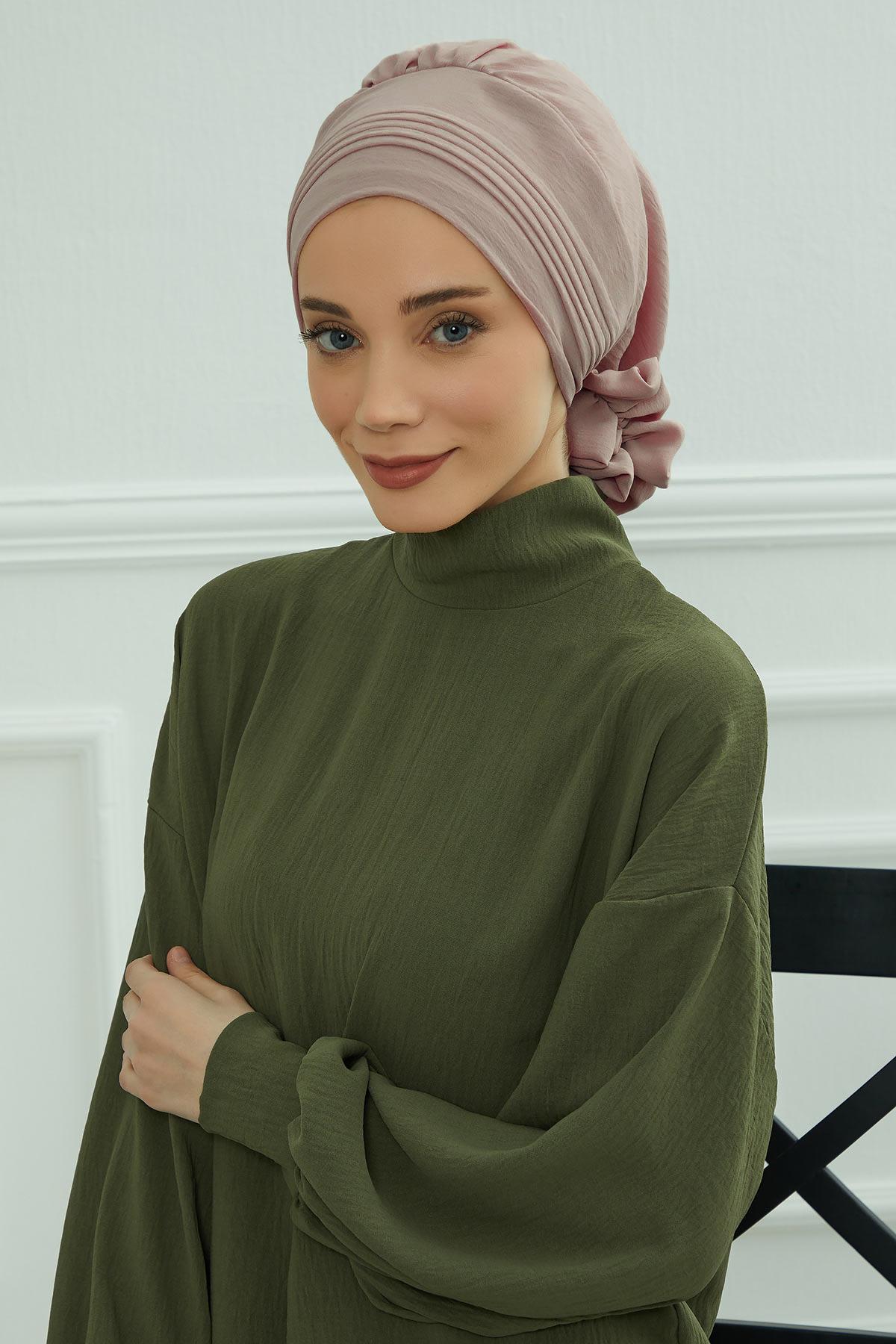 Dikişli Pileli Hazır Türban,HT-31A