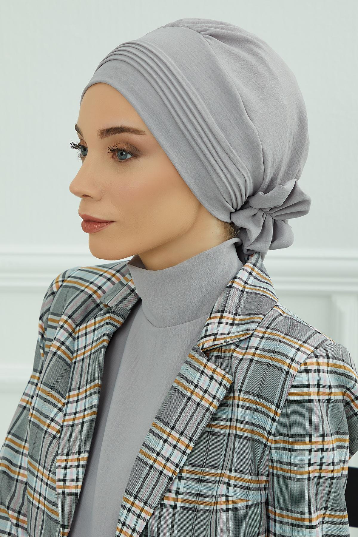 Dikişli Pileli Hazır Türban,HT-31A