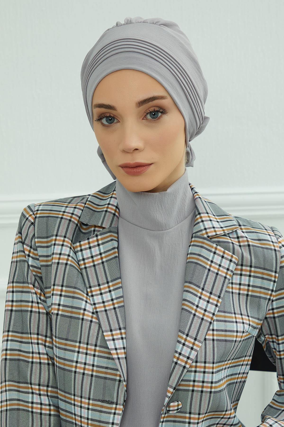 Dikişli Pileli Hazır Türban,HT-31A