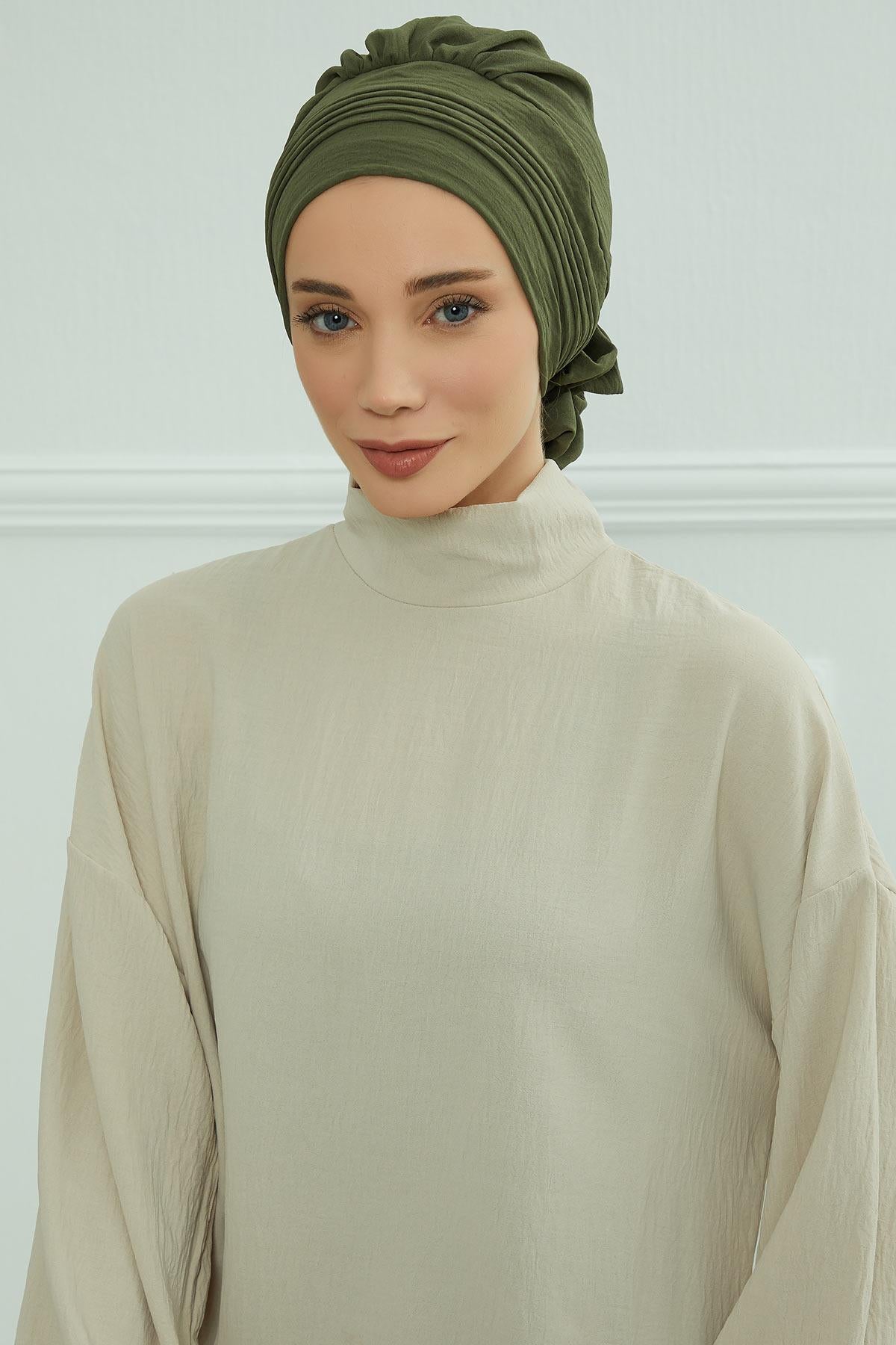 Dikişli Pileli Hazır Türban,HT-31A