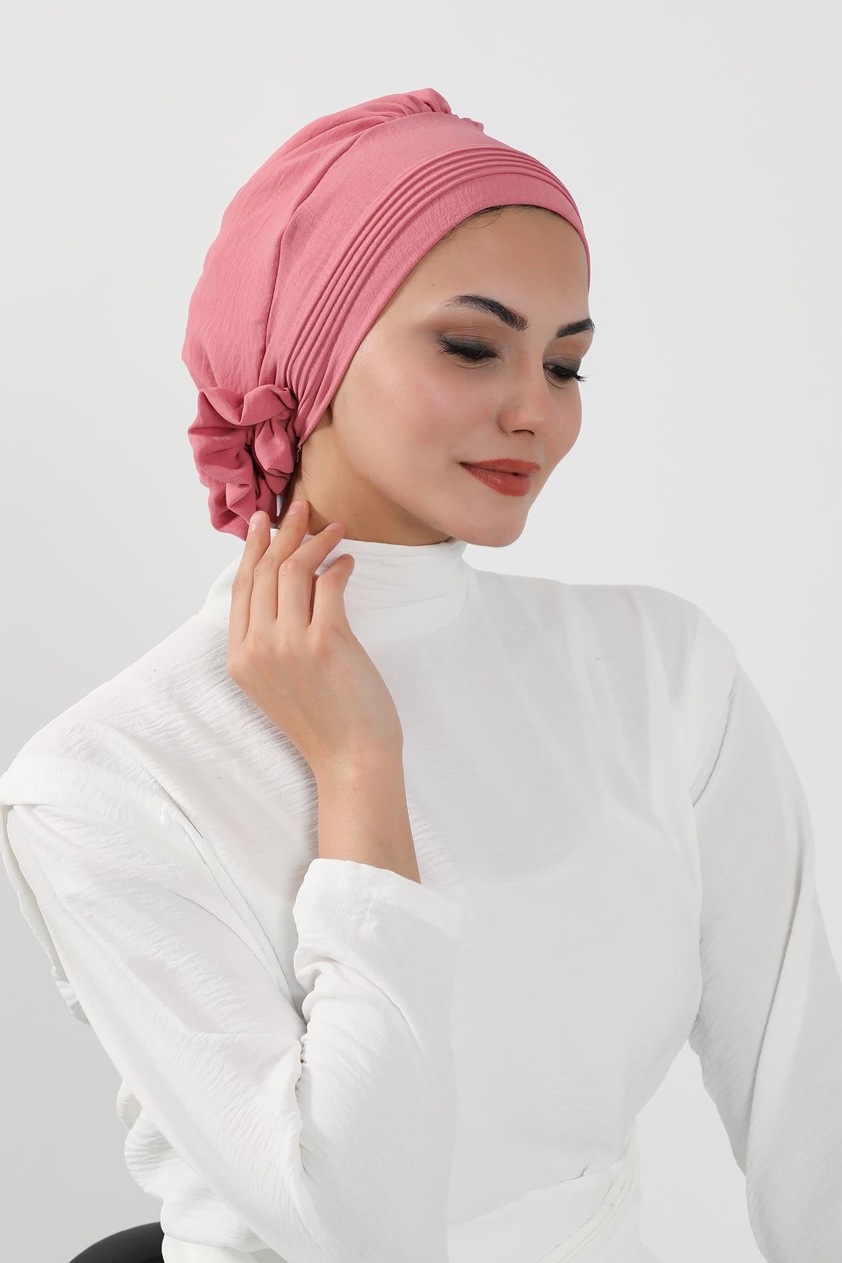 Dikişli Pileli Hazır Türban,HT-31A