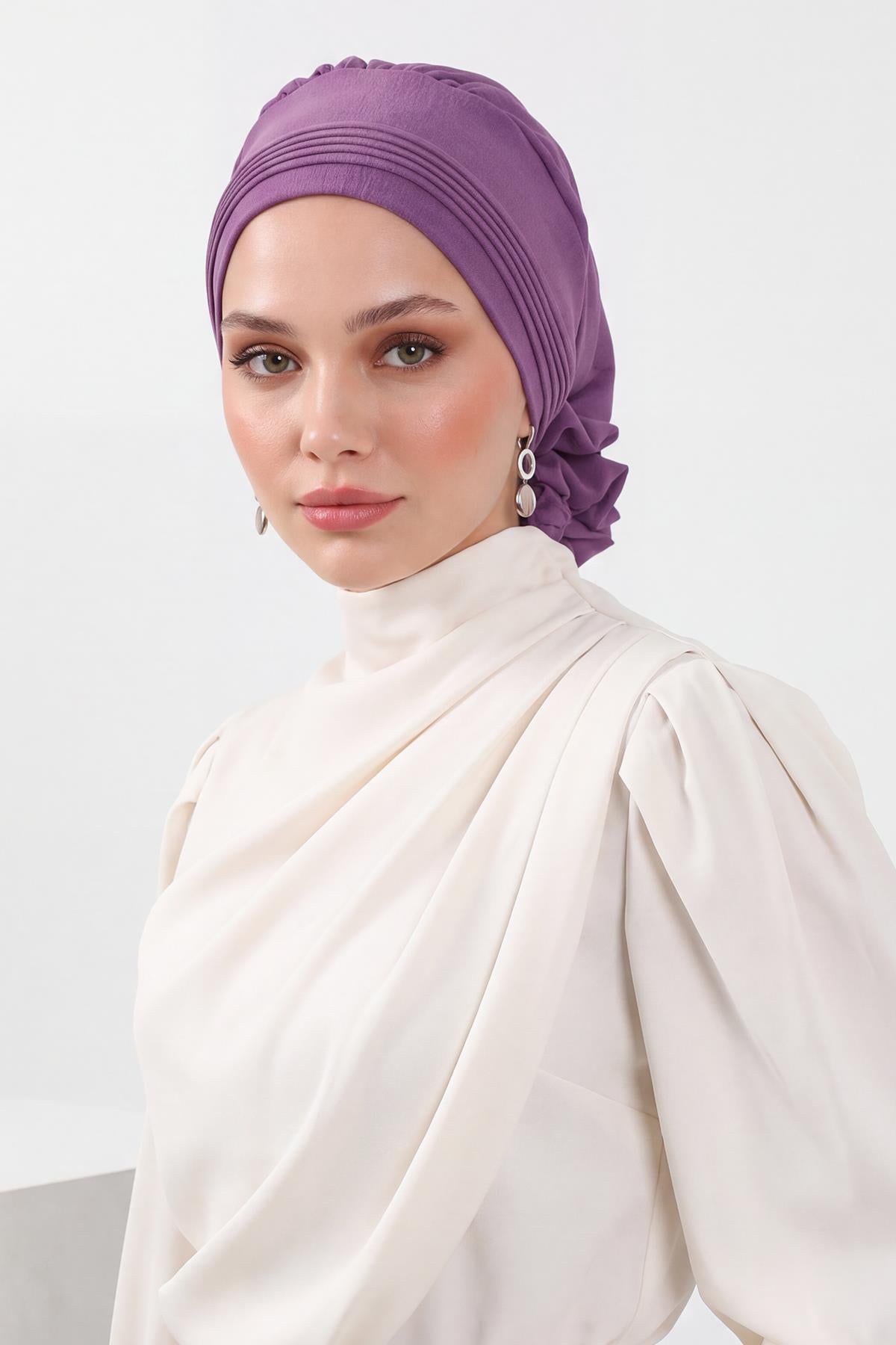Dikişli Pileli Hazır Türban,HT-31A