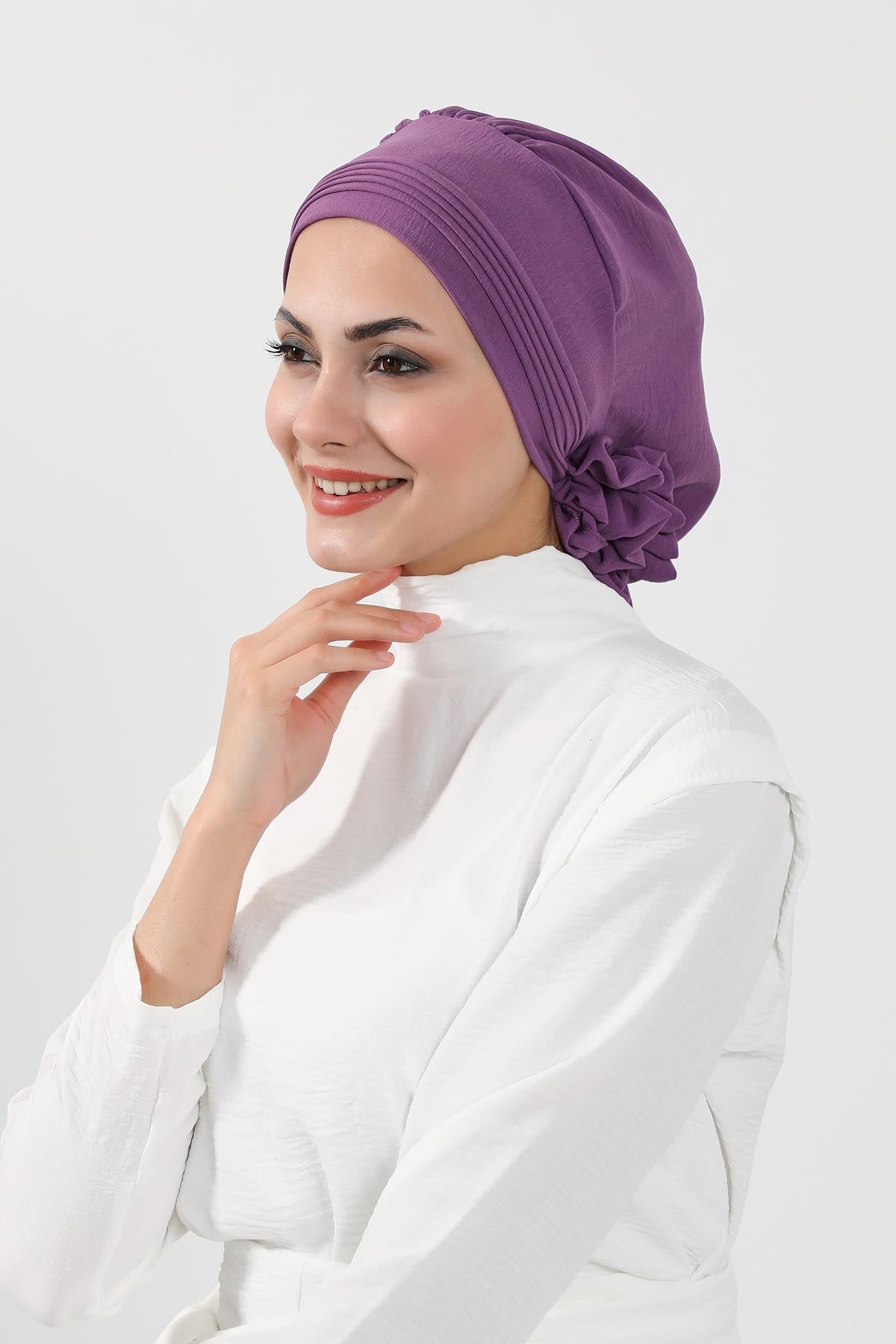 Dikişli Pileli Hazır Türban,HT-31A