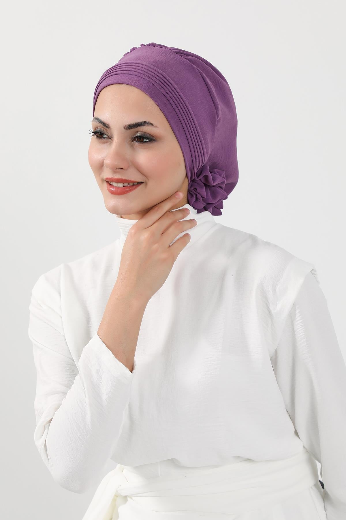 Dikişli Pileli Hazır Türban,HT-31A