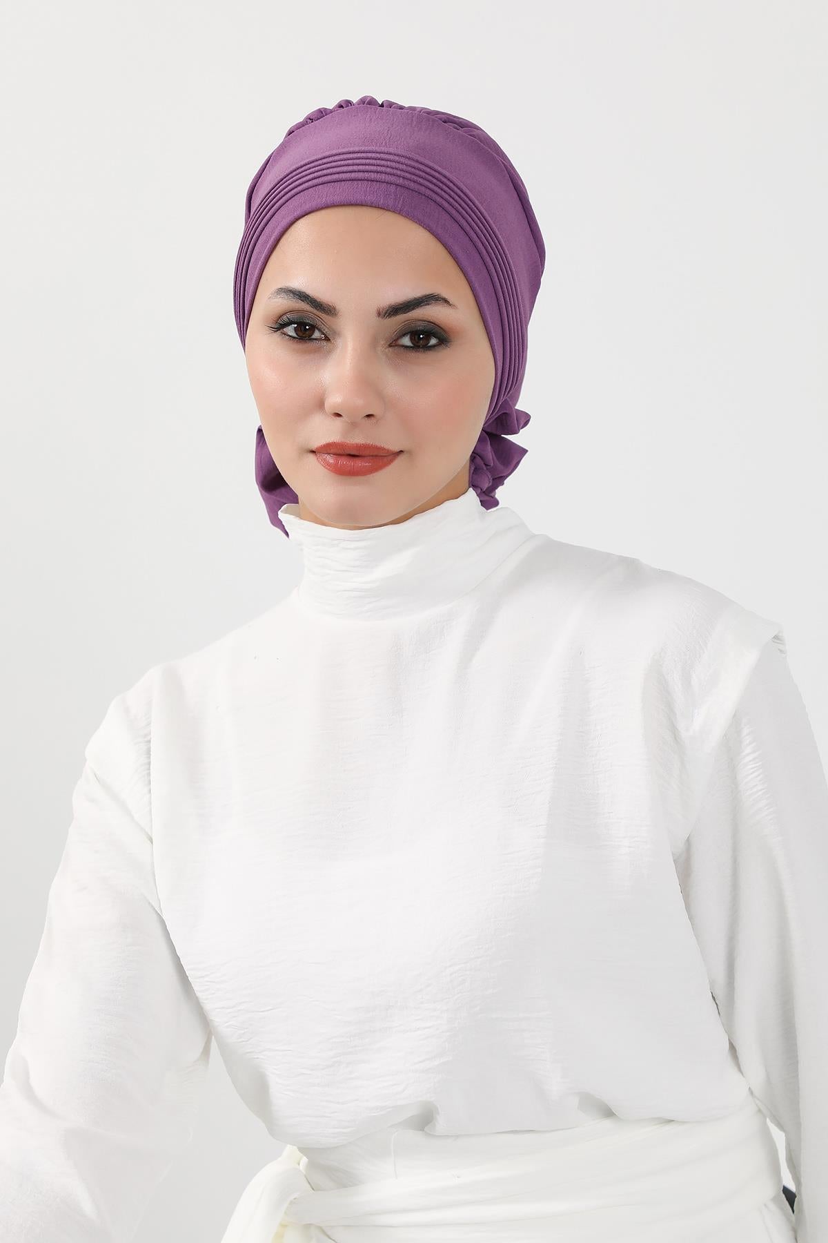 Dikişli Pileli Hazır Türban,HT-31A