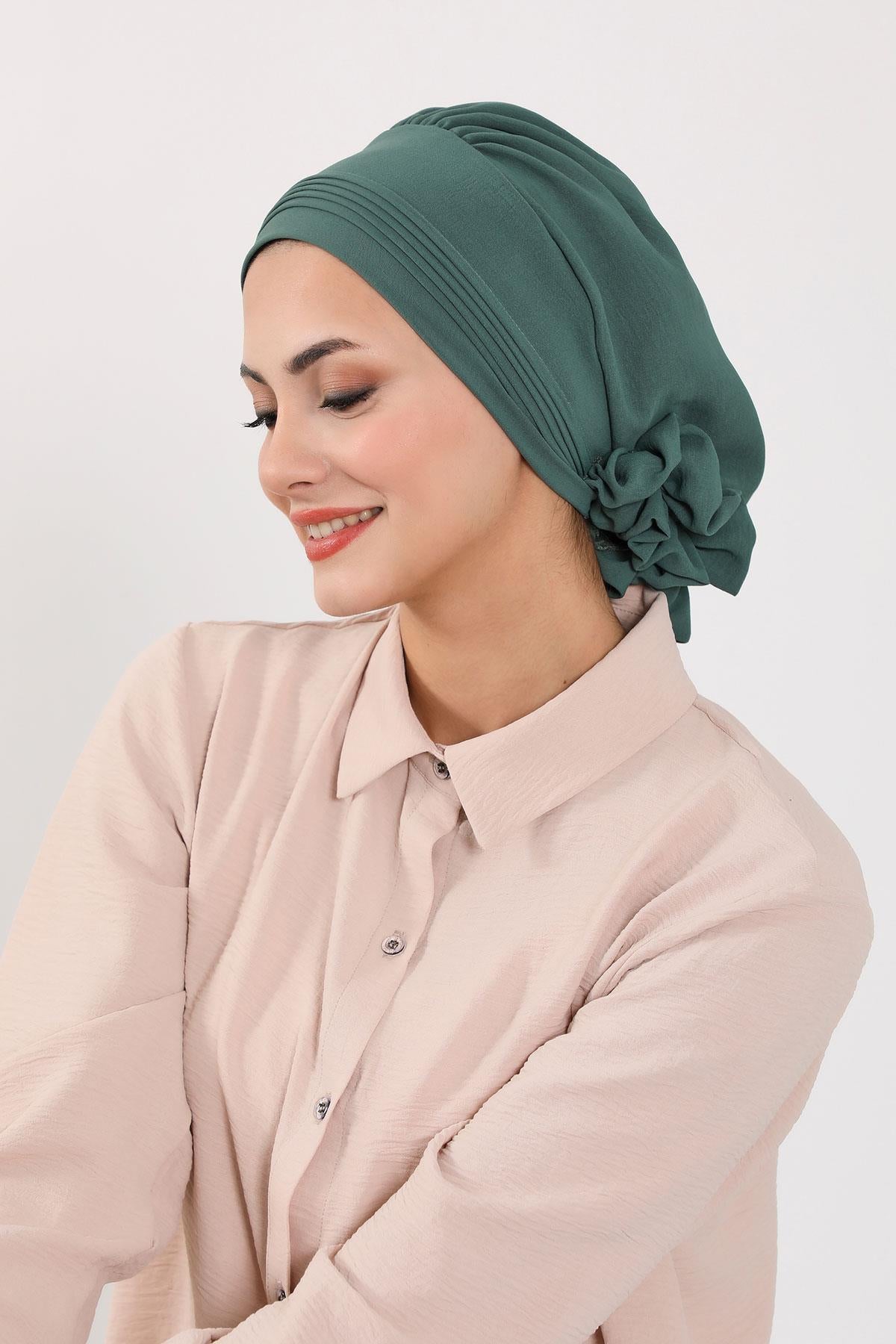 Dikişli Pileli Hazır Türban,HT-31A