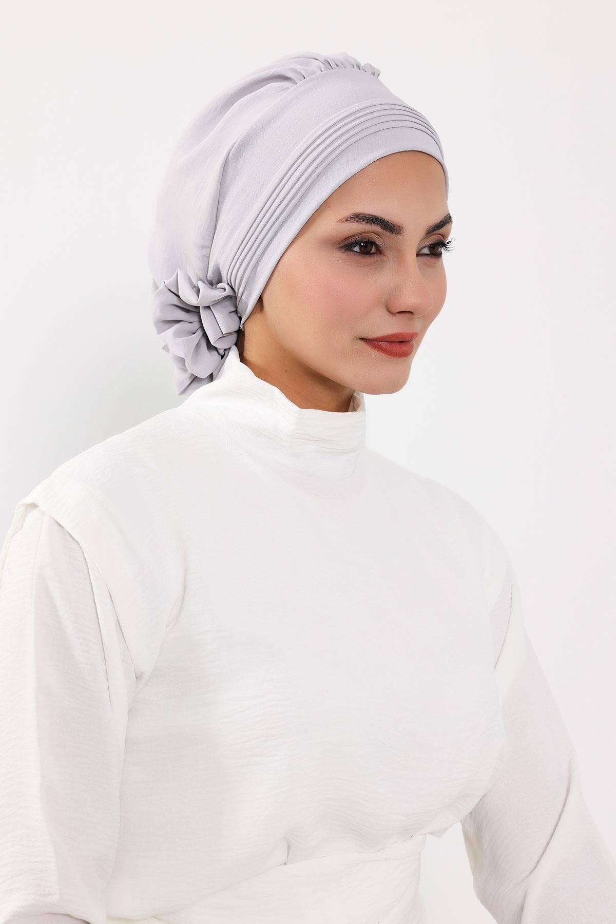 Dikişli Pileli Hazır Türban,HT-31A