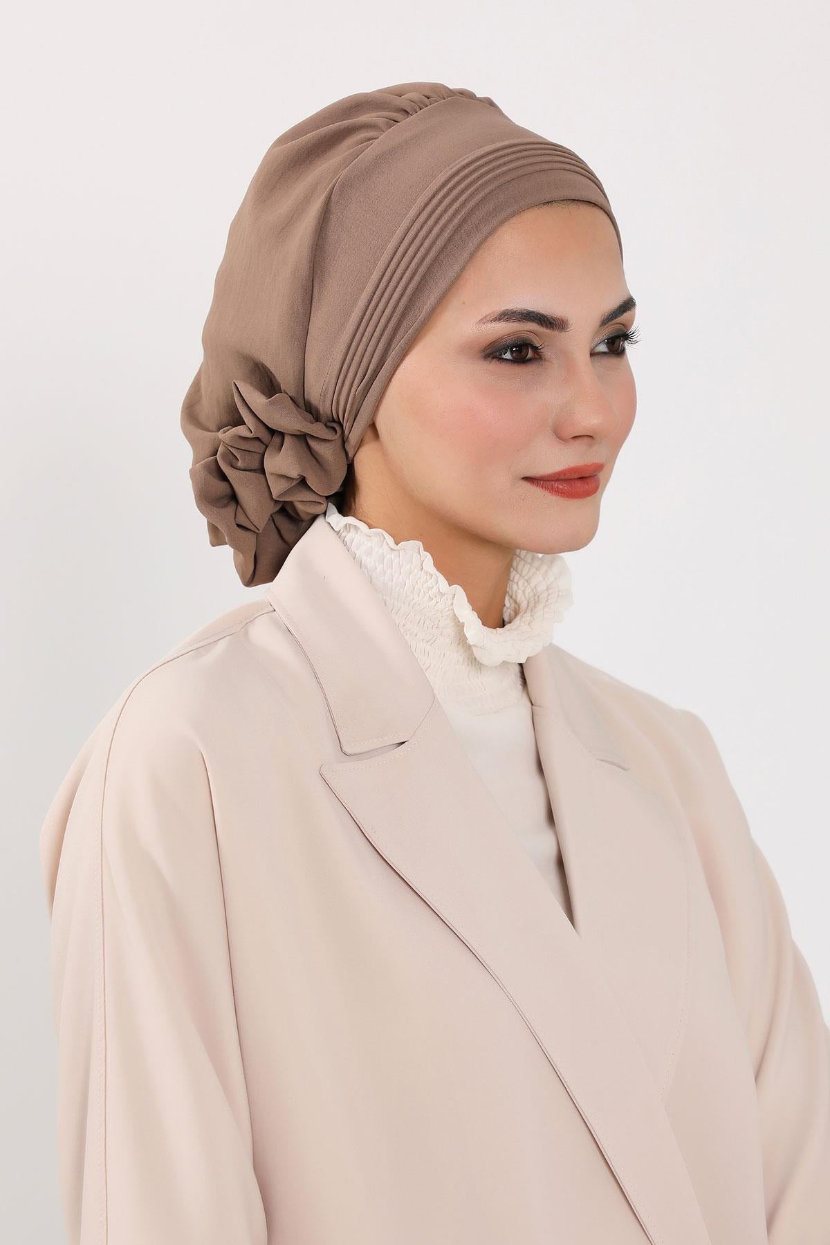 Dikişli Pileli Hazır Türban,HT-31A