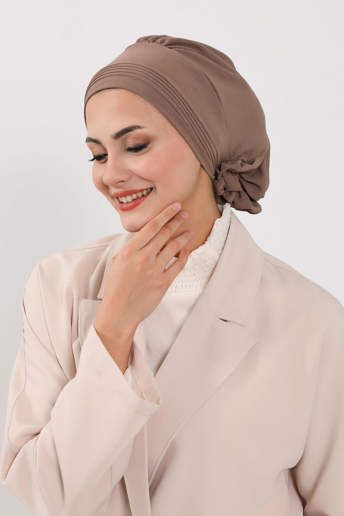 Dikişli Pileli Hazır Türban,HT-31A