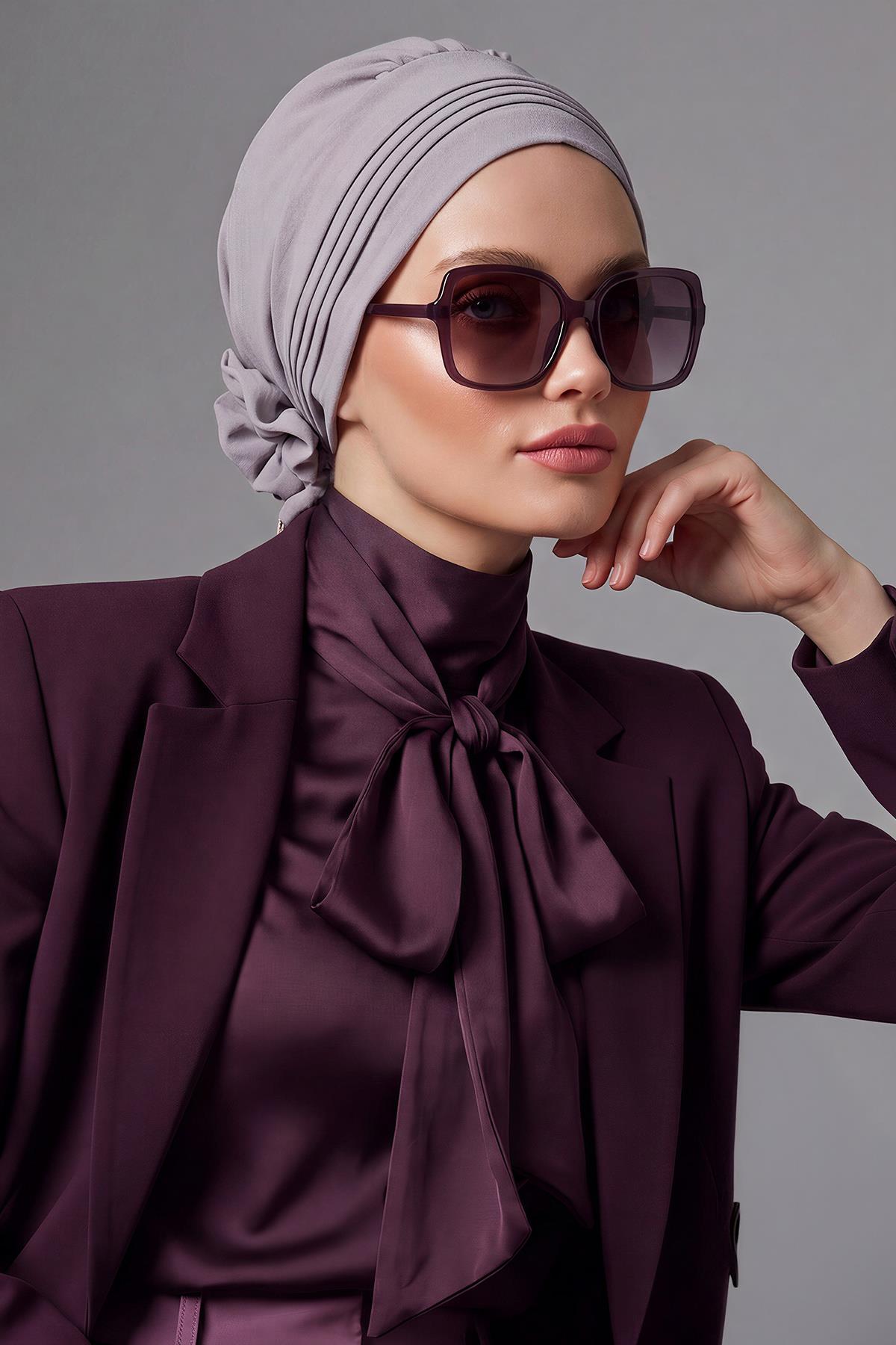 Dikişli Pileli Hazır Türban,HT-31A