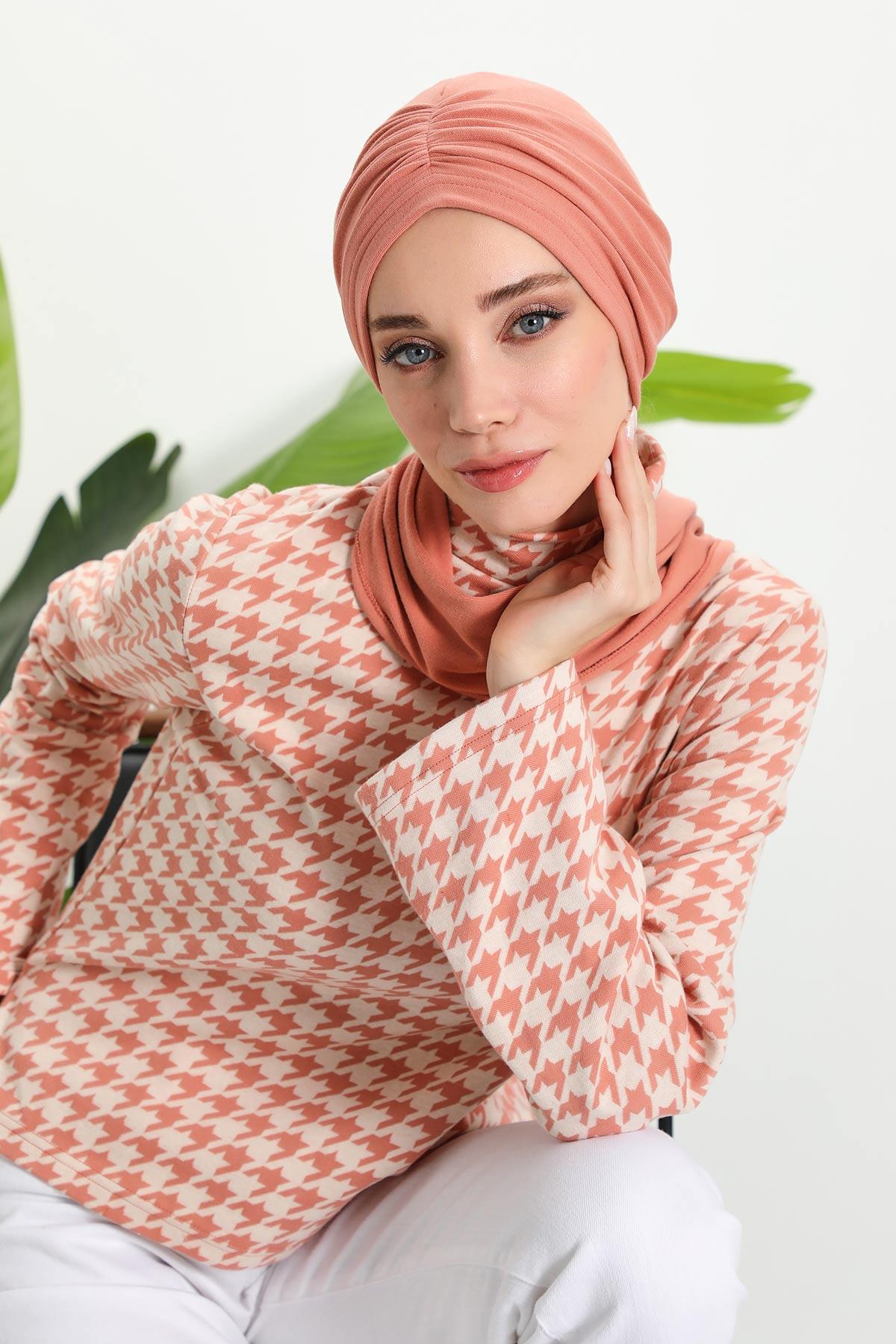 Fularlı Bone Türban,B-81RB