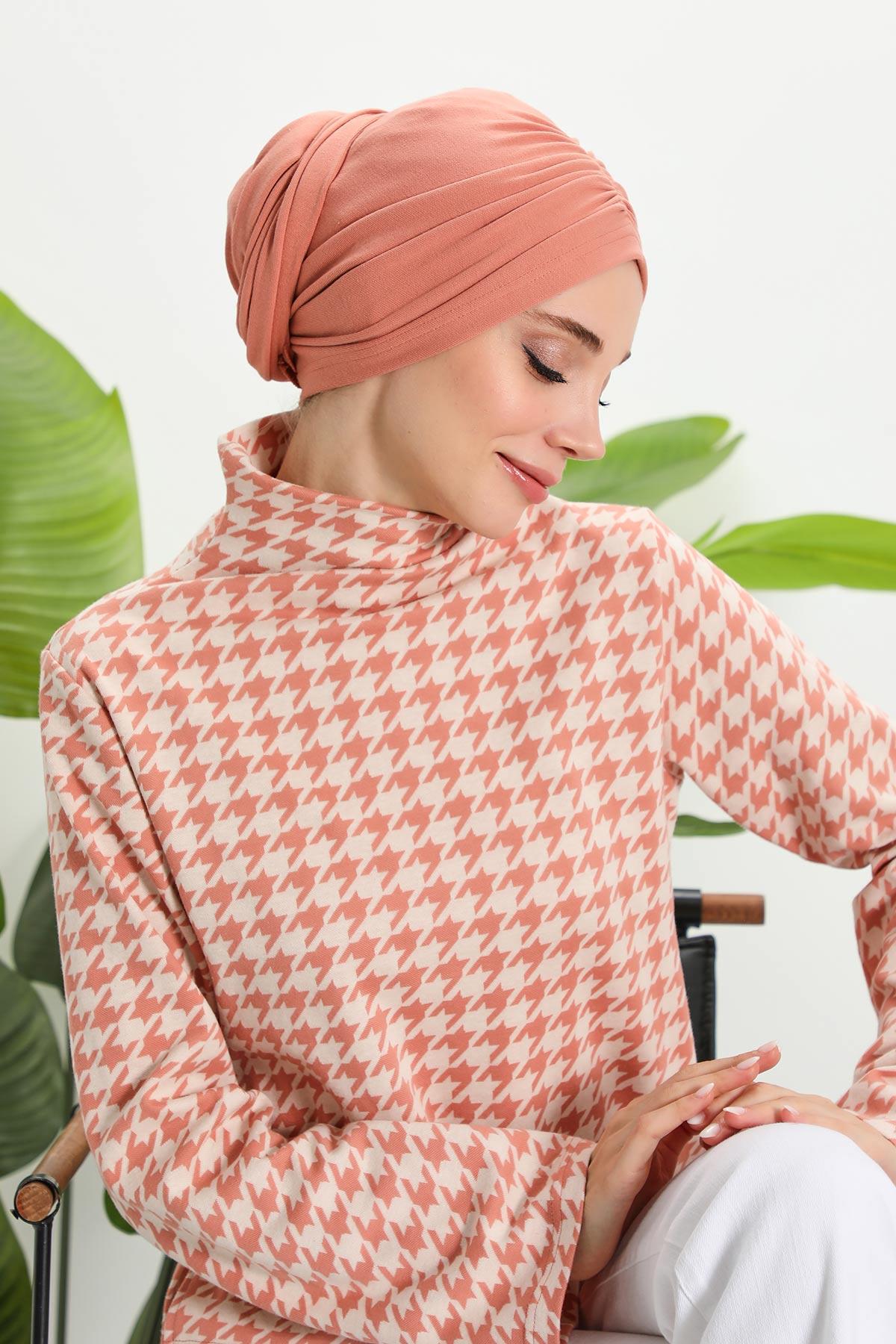 Fularlı Bone Türban,B-81RB