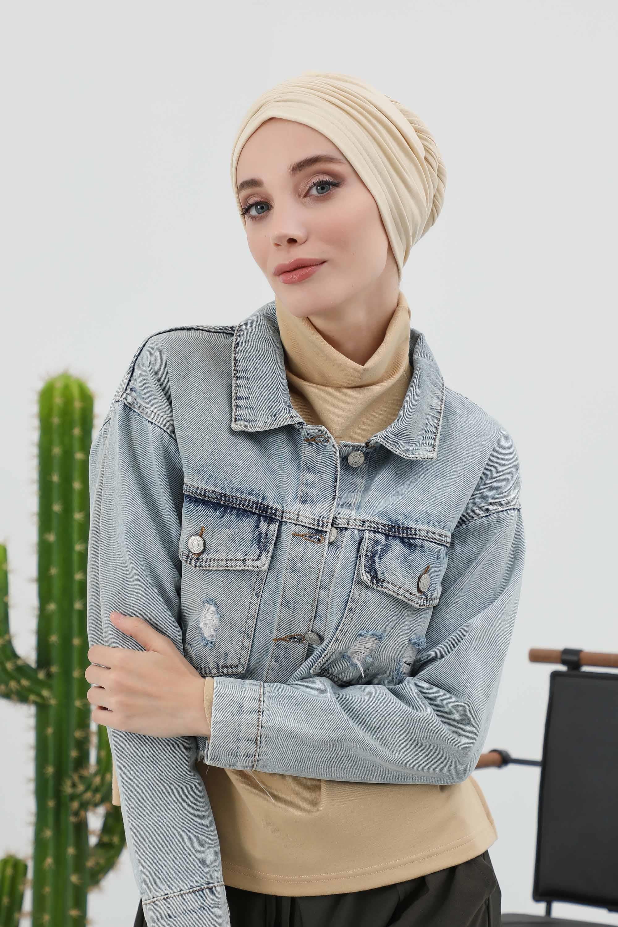 Fularlı Bone Türban,B-81RB