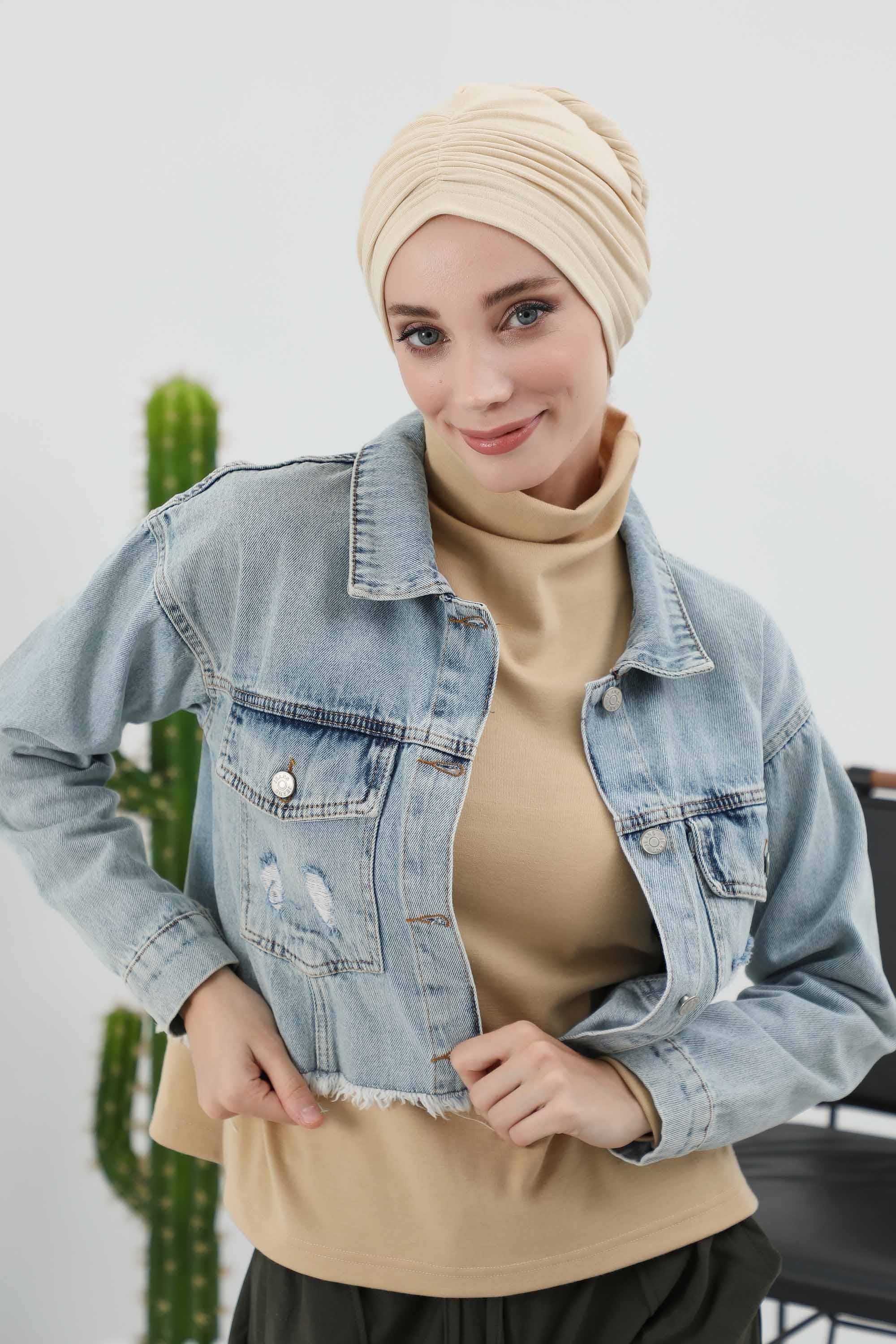 Fularlı Bone Türban,B-81RB