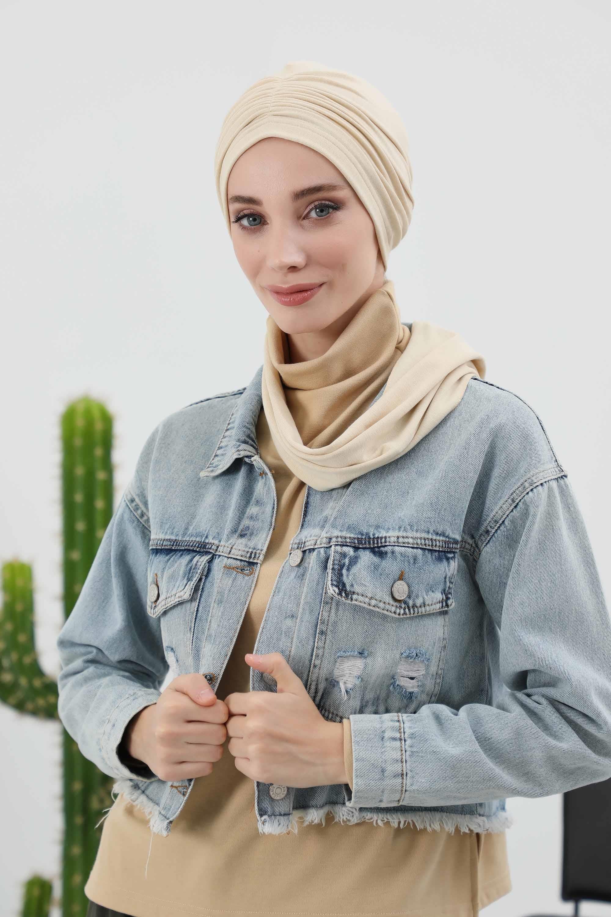 Fularlı Bone Türban,B-81RB