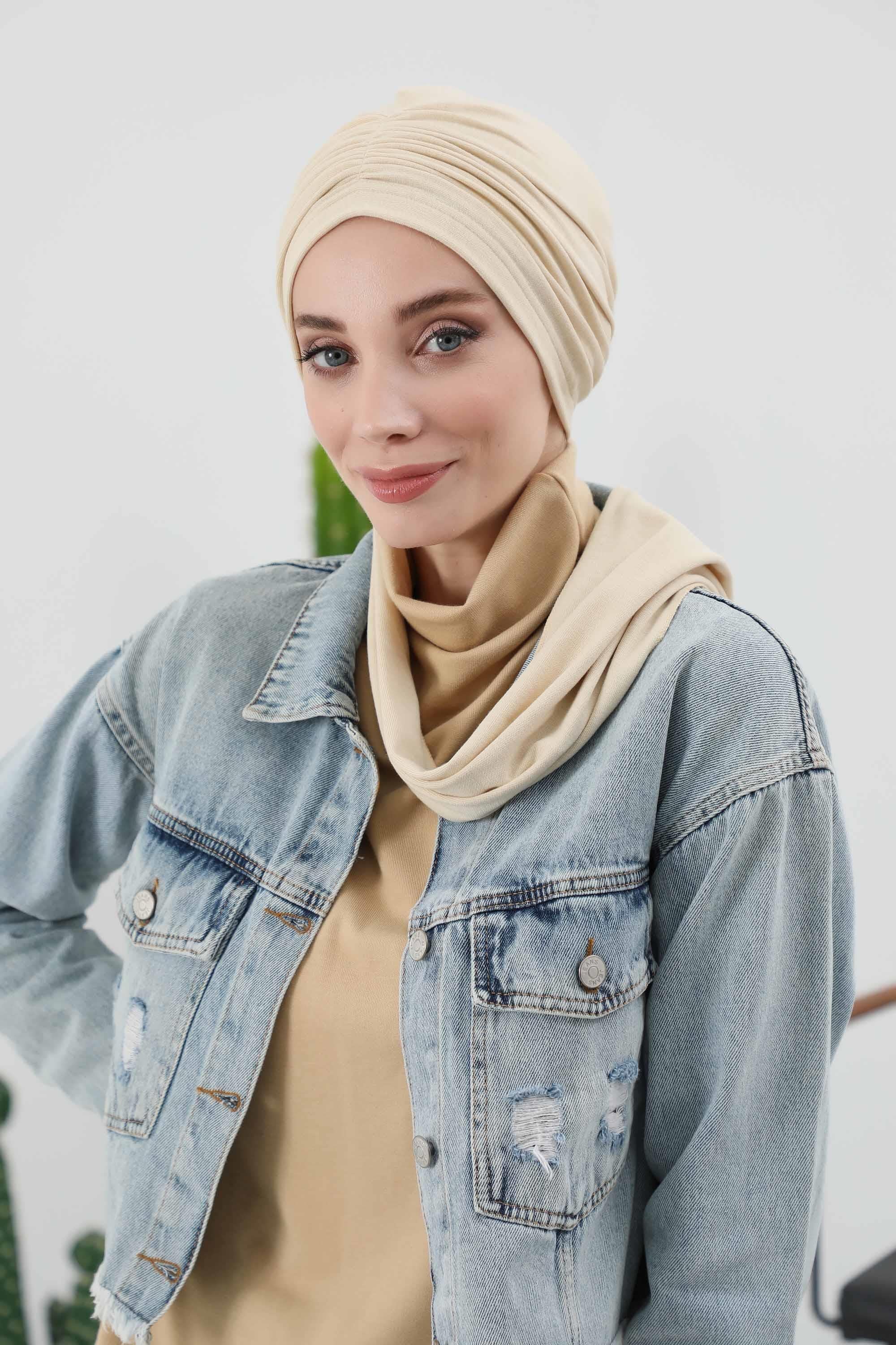Fularlı Bone Türban,B-81RB