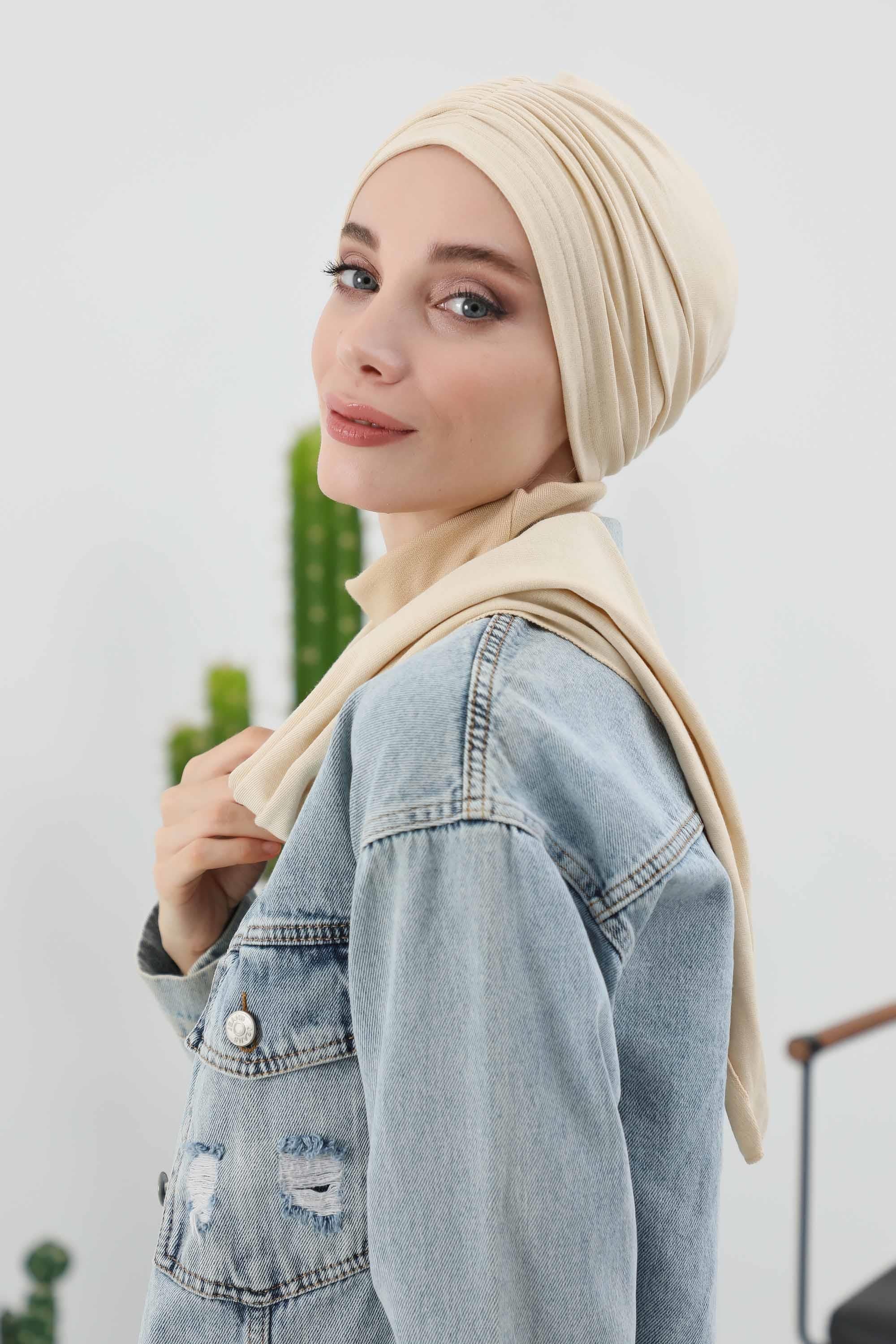 Fularlı Bone Türban,B-81RB