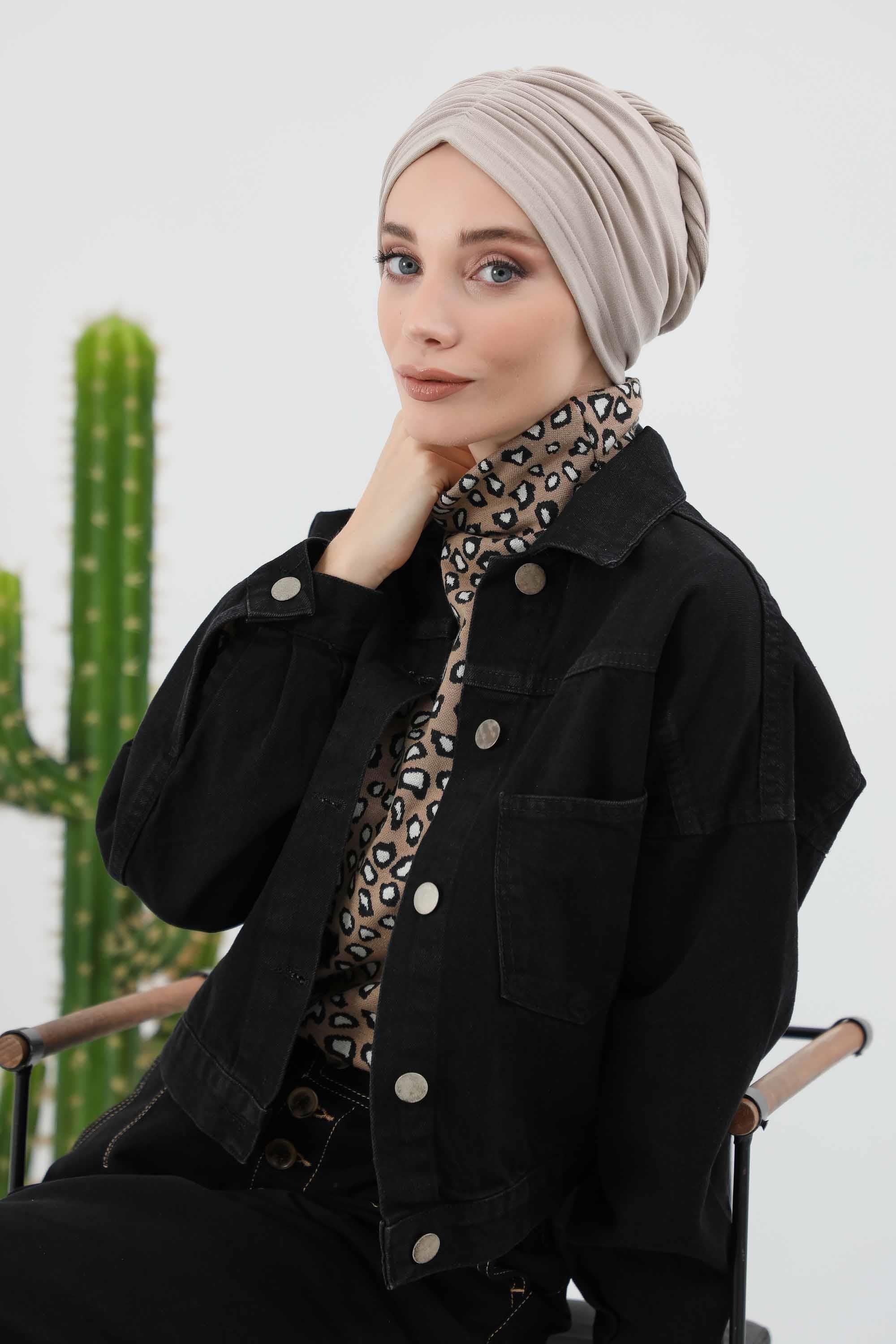Fularlı Bone Türban,B-81RB