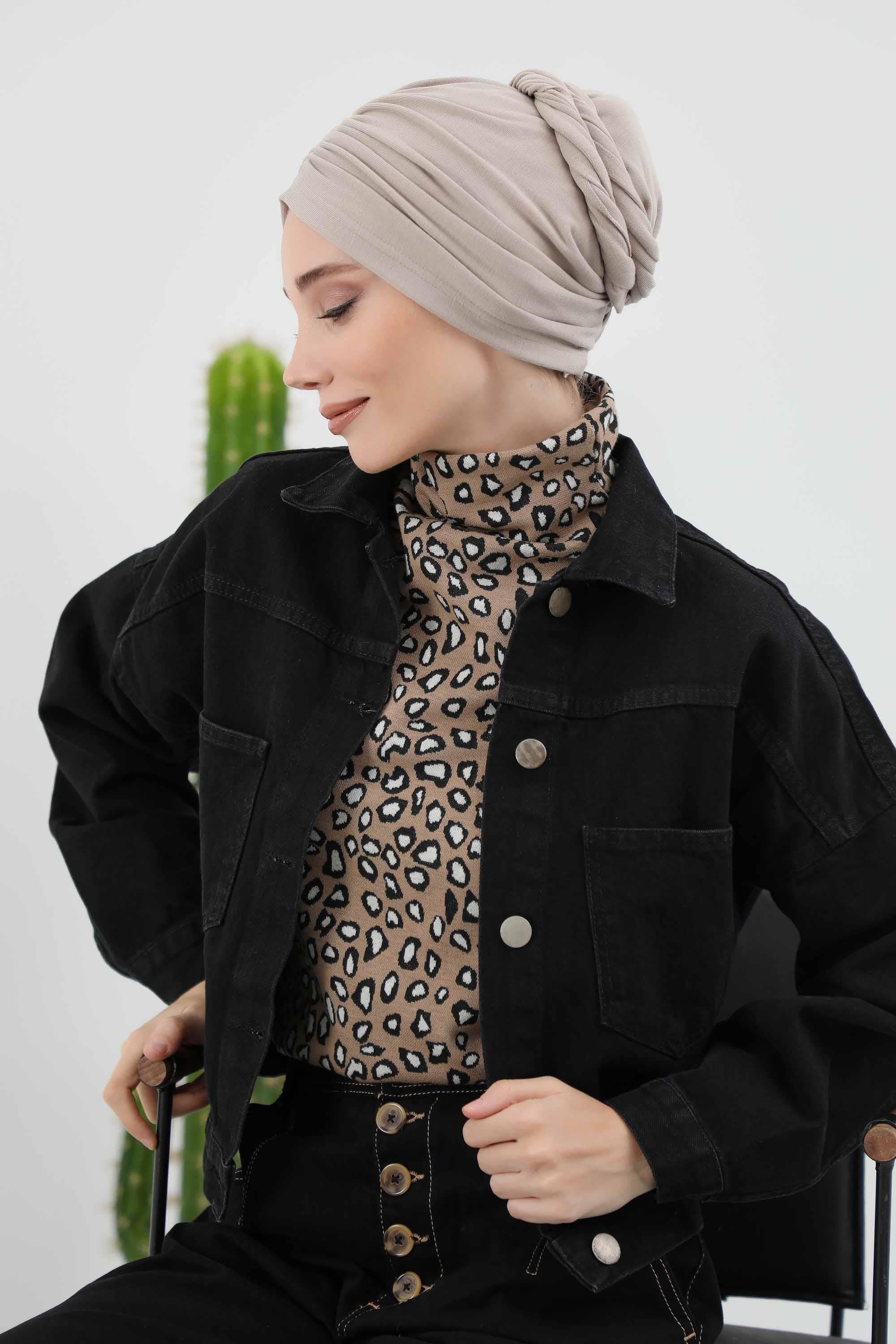 Fularlı Bone Türban,B-81RB