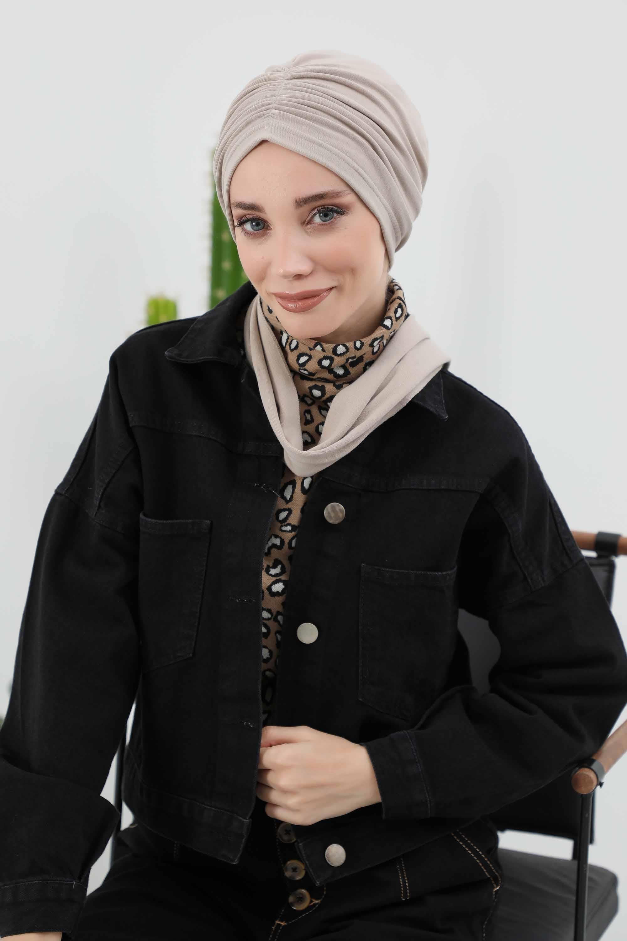 Fularlı Bone Türban,B-81RB