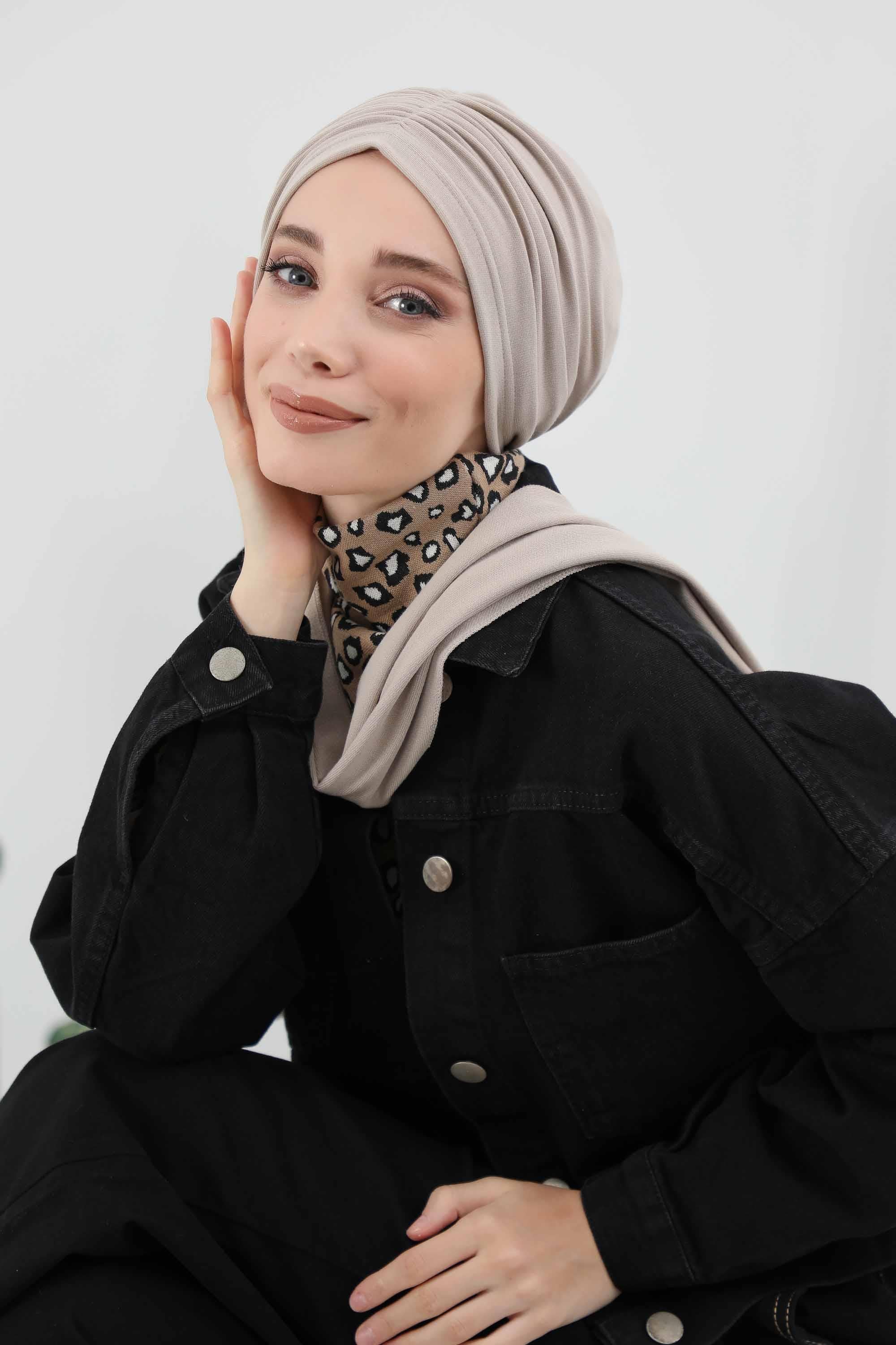 Fularlı Bone Türban,B-81RB
