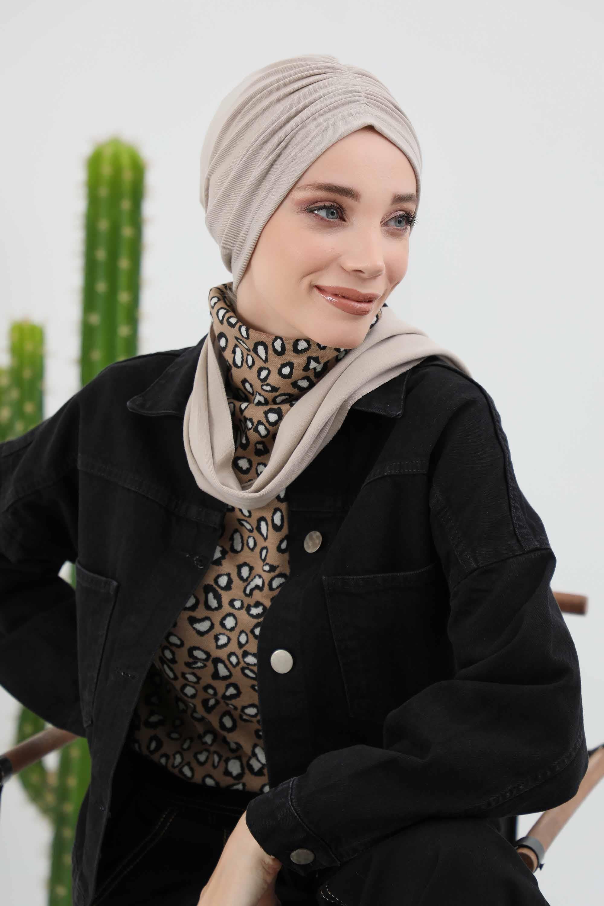 Fularlı Bone Türban,B-81RB