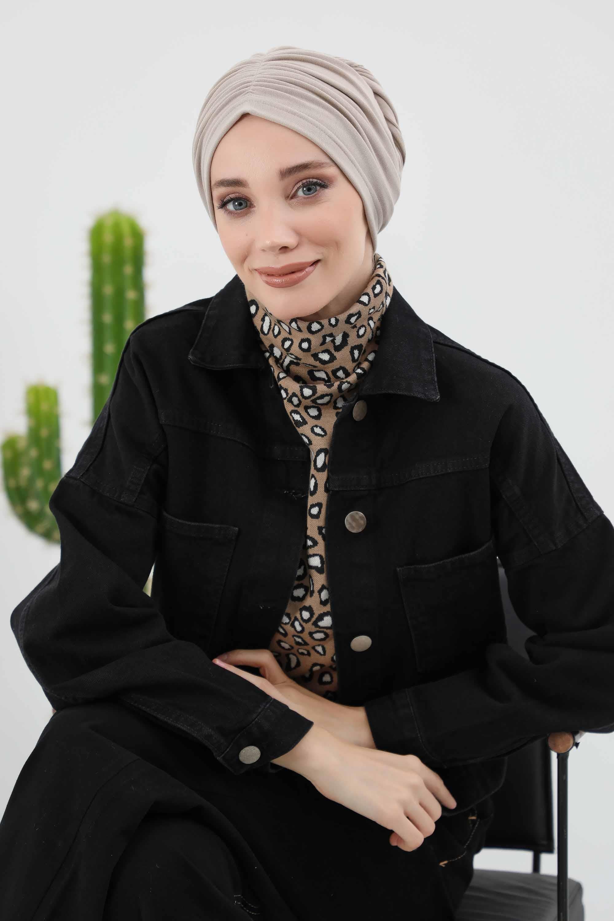 Fularlı Bone Türban,B-81RB