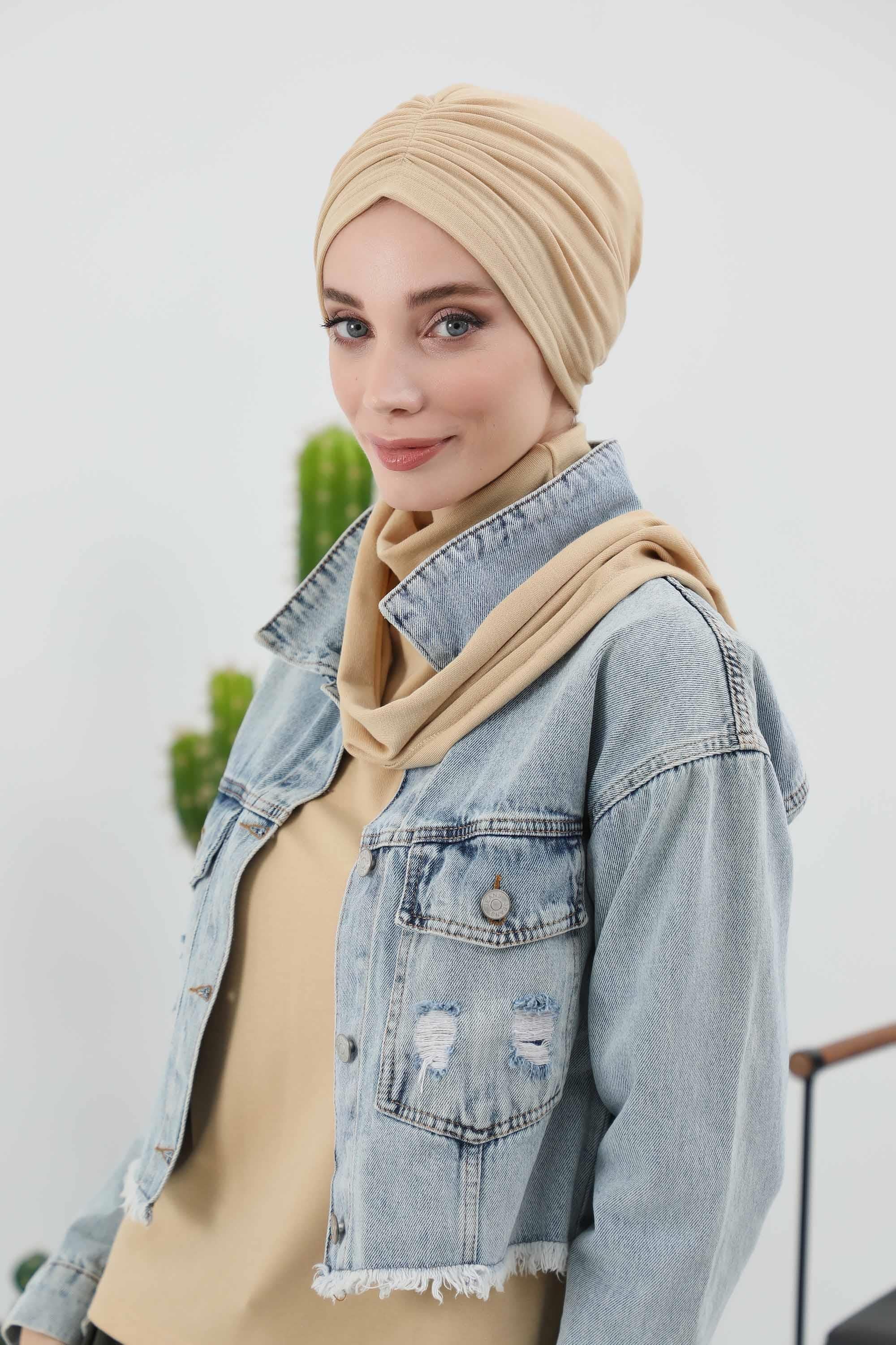 Fularlı Bone Türban,B-81RB