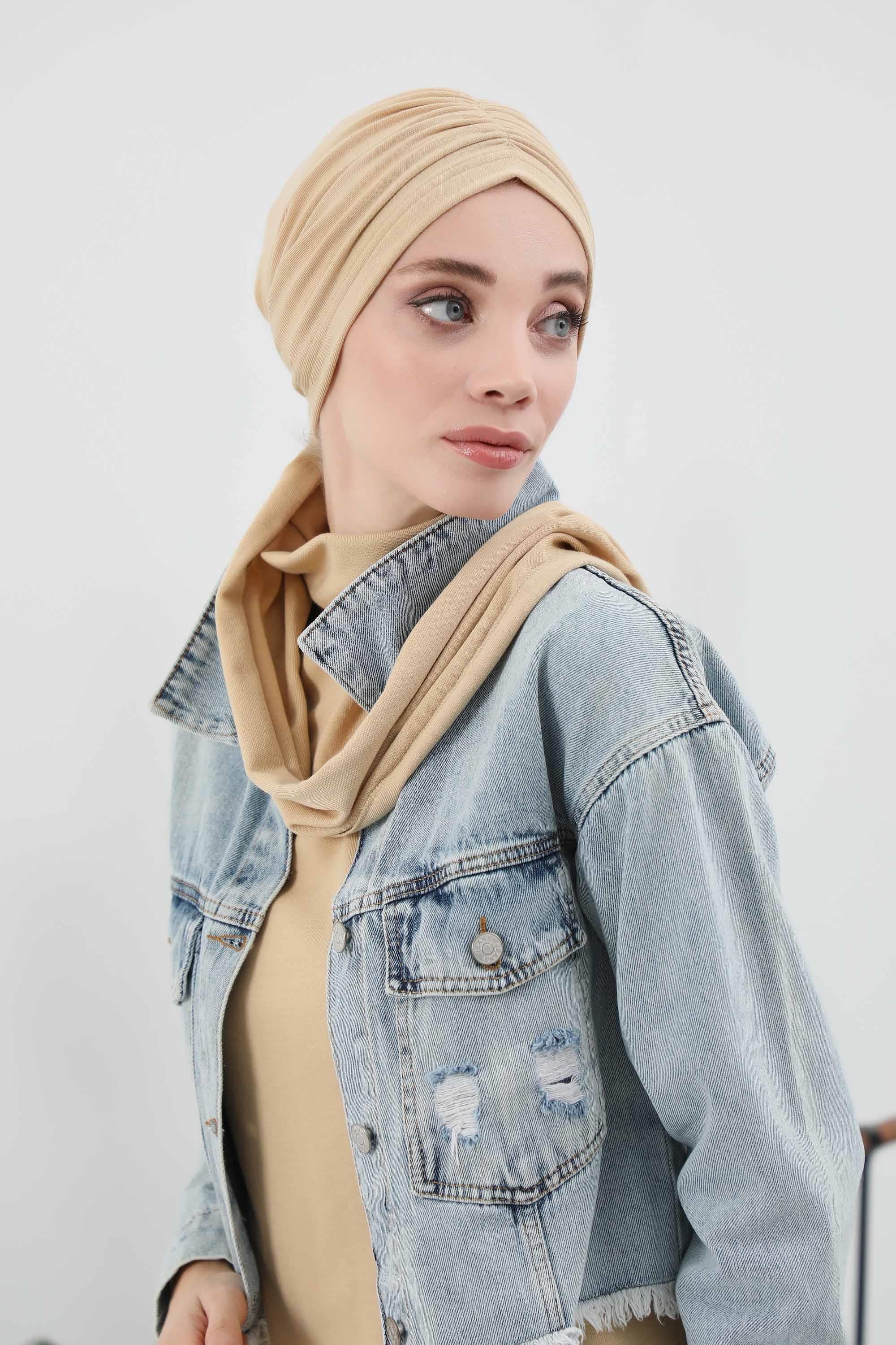 Fularlı Bone Türban,B-81RB